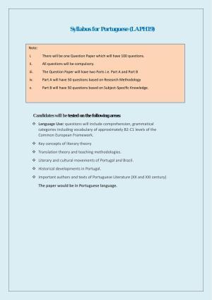 NTA PhD Entrance Exam Portuguese Syllabus