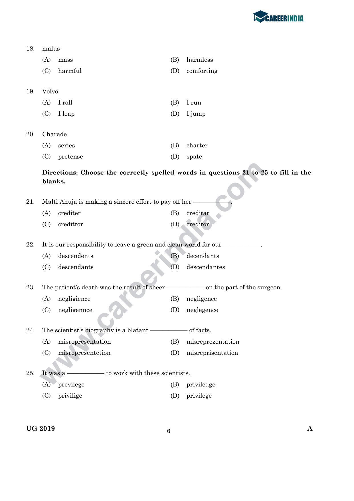 CLAT 2019 UG English Question Paper - Page 5
