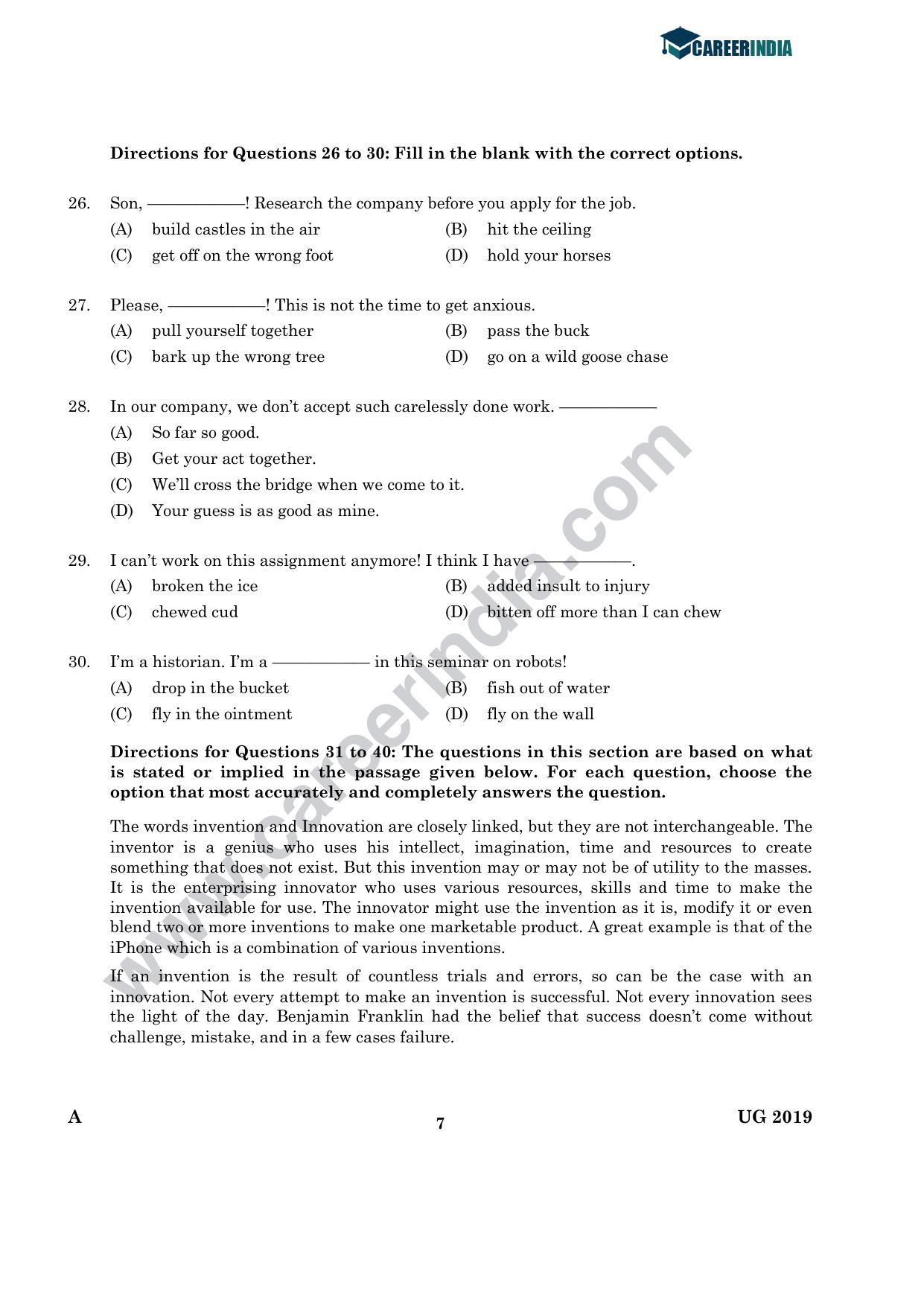CLAT 2019 UG English Question Paper - Page 6