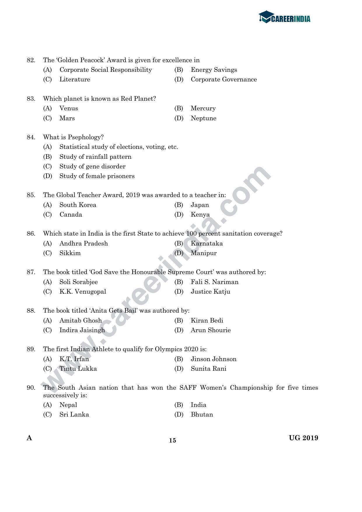 CLAT 2019 UG English Question Paper - Page 14