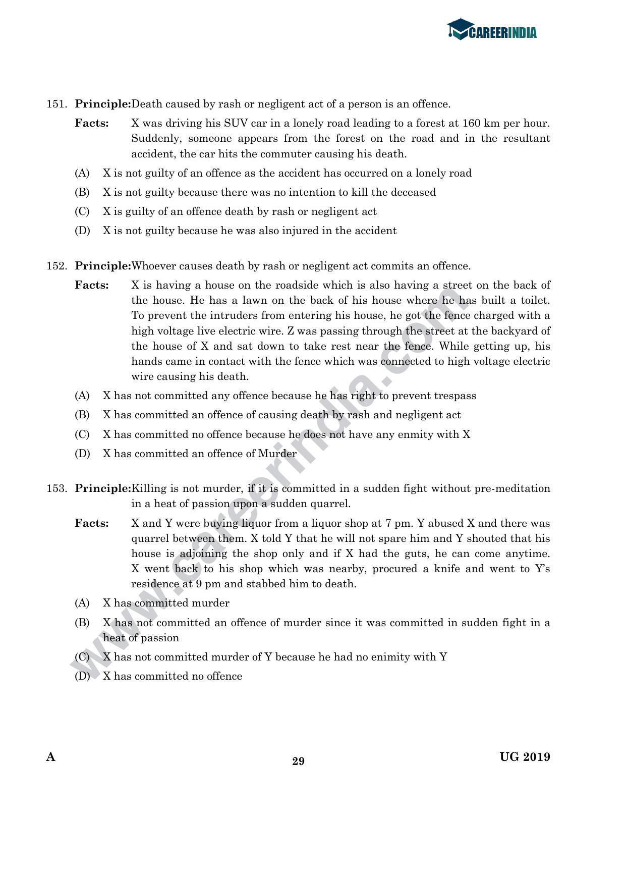 CLAT 2019 UG English Question Paper - Page 28