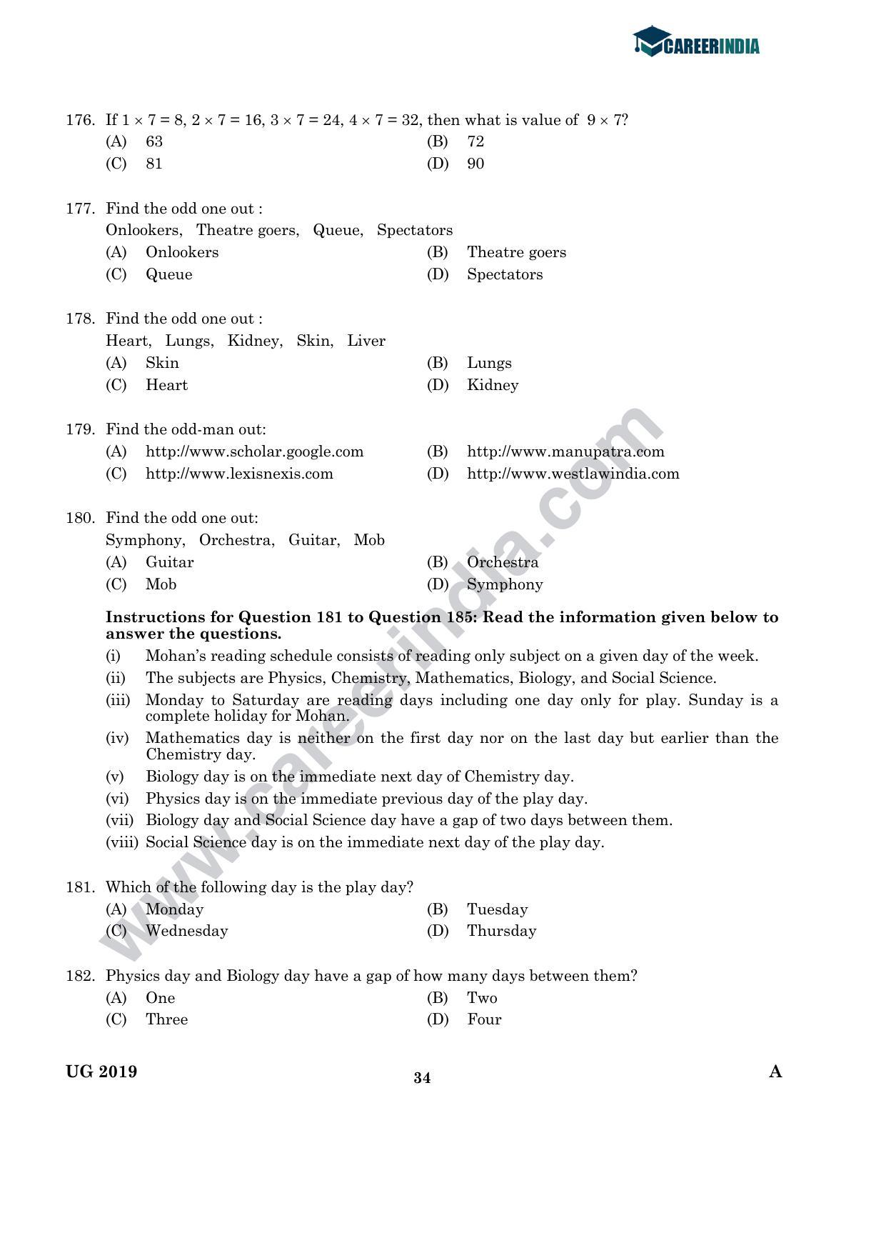 CLAT 2019 UG English Question Paper - Page 33