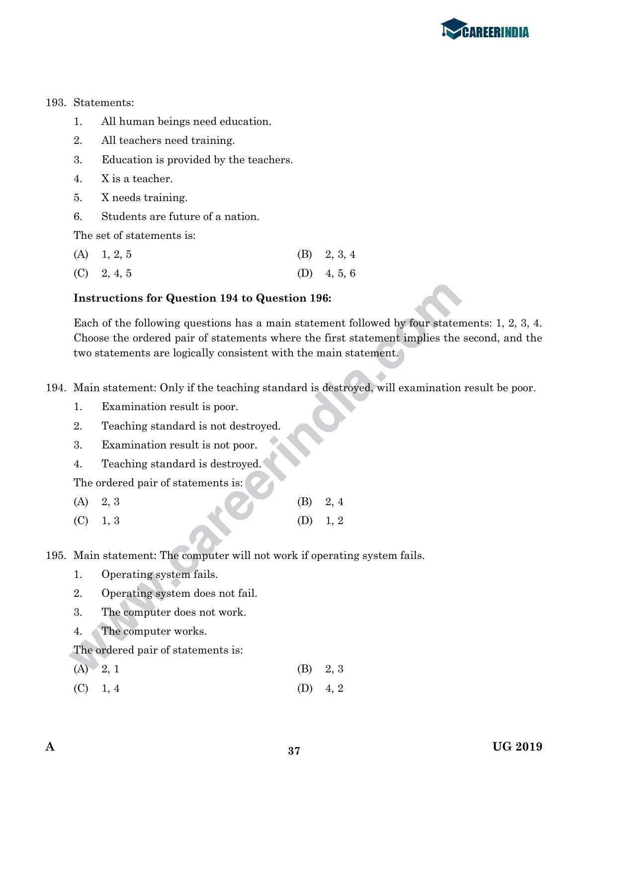 CLAT 2019 UG English Question Paper - Page 36