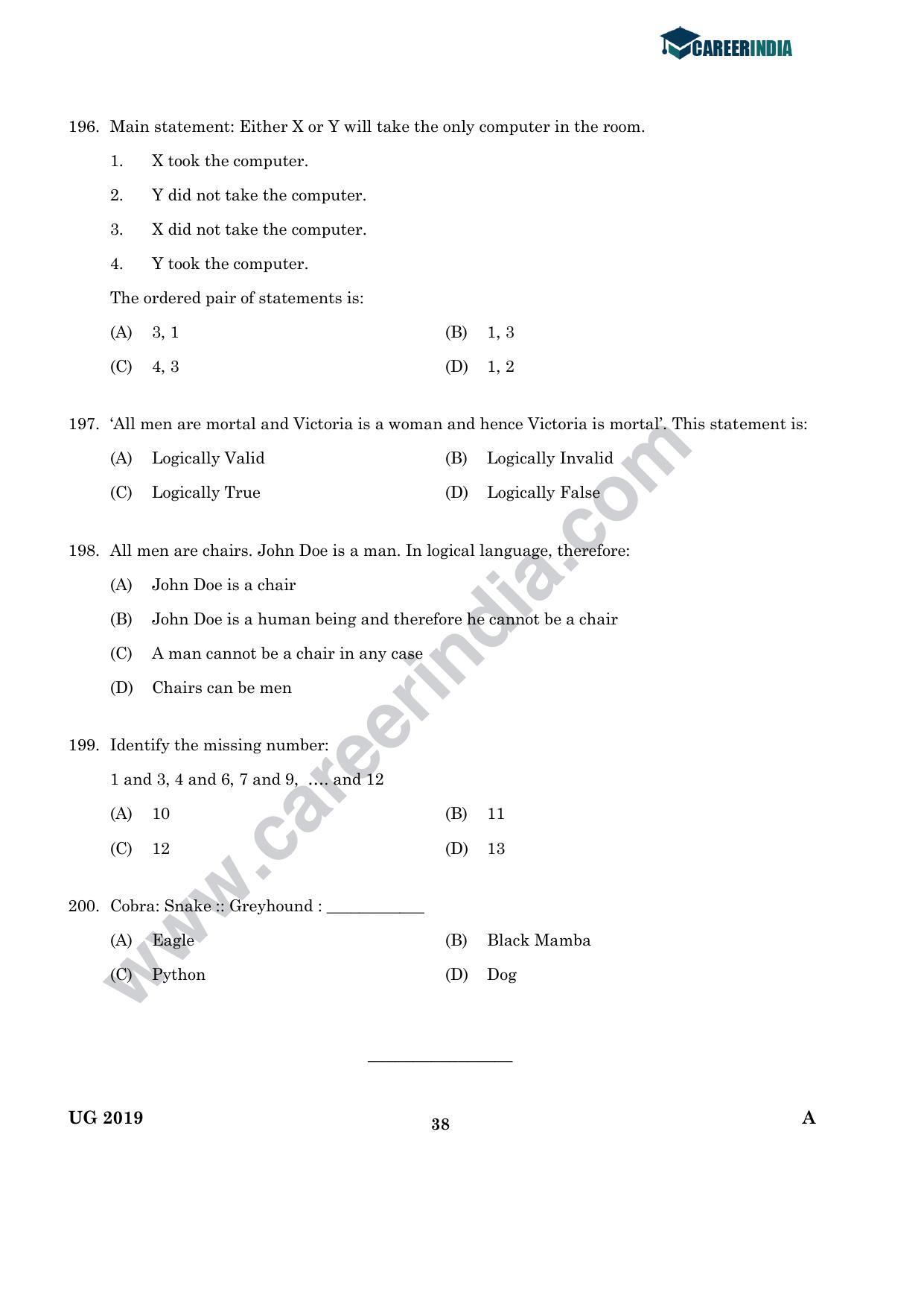CLAT 2019 UG English Question Paper - Page 37