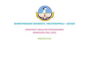 Bharathidasan University, Tiruchirappalli PG Prospectus 2021-22