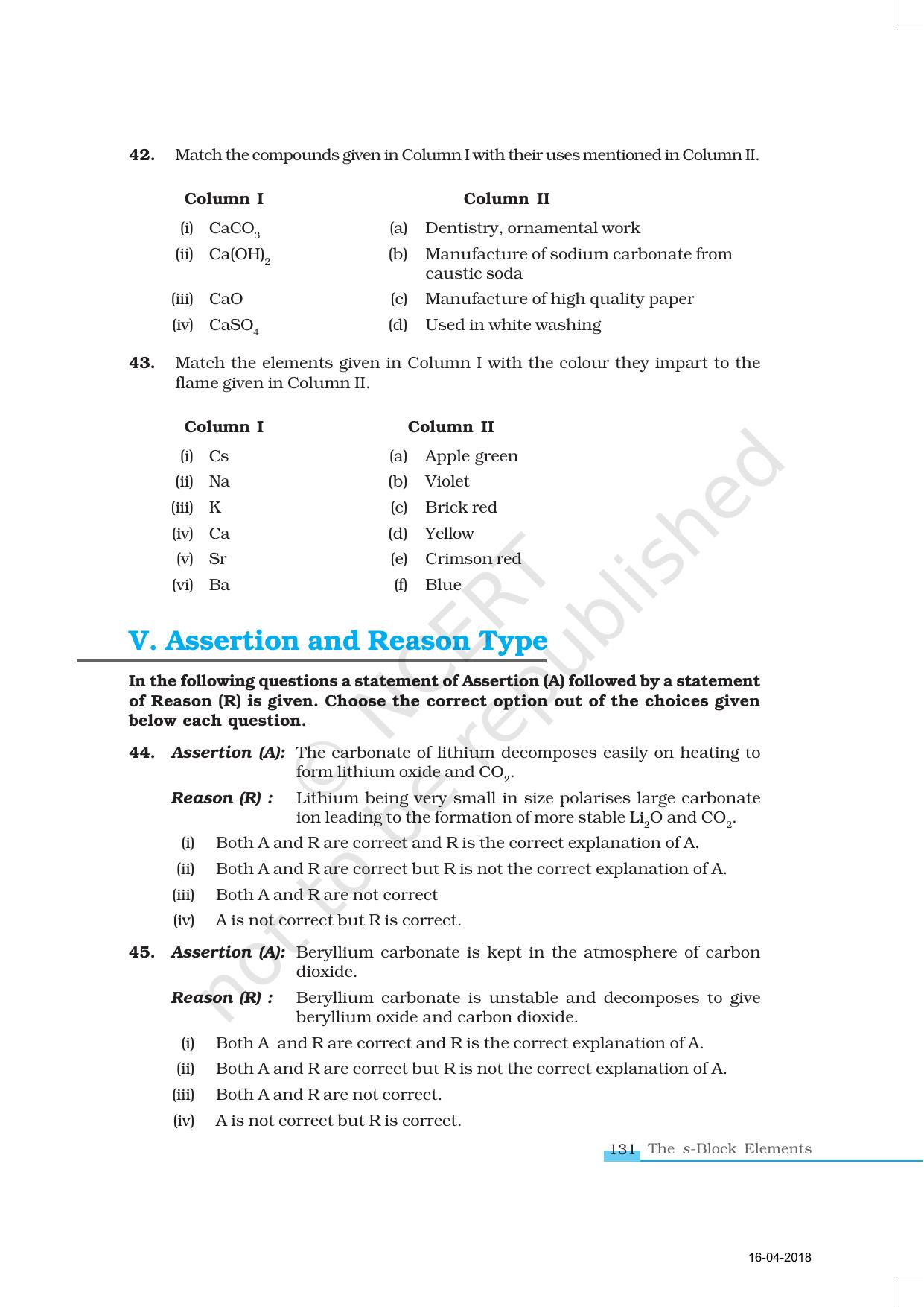 NCERT Exemplar Book for Class 11 Chemistry: Chapter 10 The s-Block Elements - Page 7
