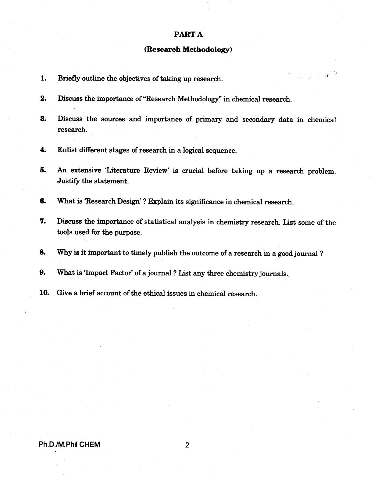 IGNOU PhD Entrance Test Ph./.M.Phil (Chemistry) 2018 Question Paper - Page 2