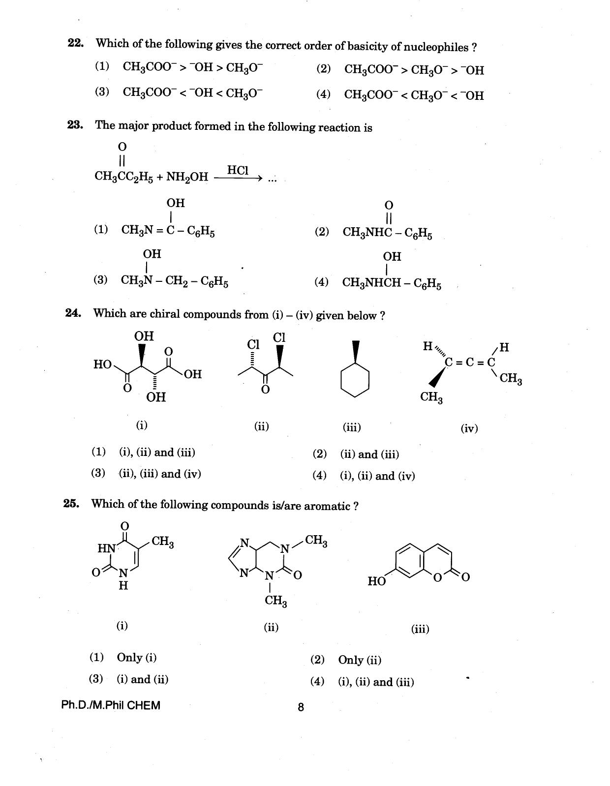 IGNOU PhD Entrance Test Ph./.M.Phil (Chemistry) 2018 Question Paper - Page 8