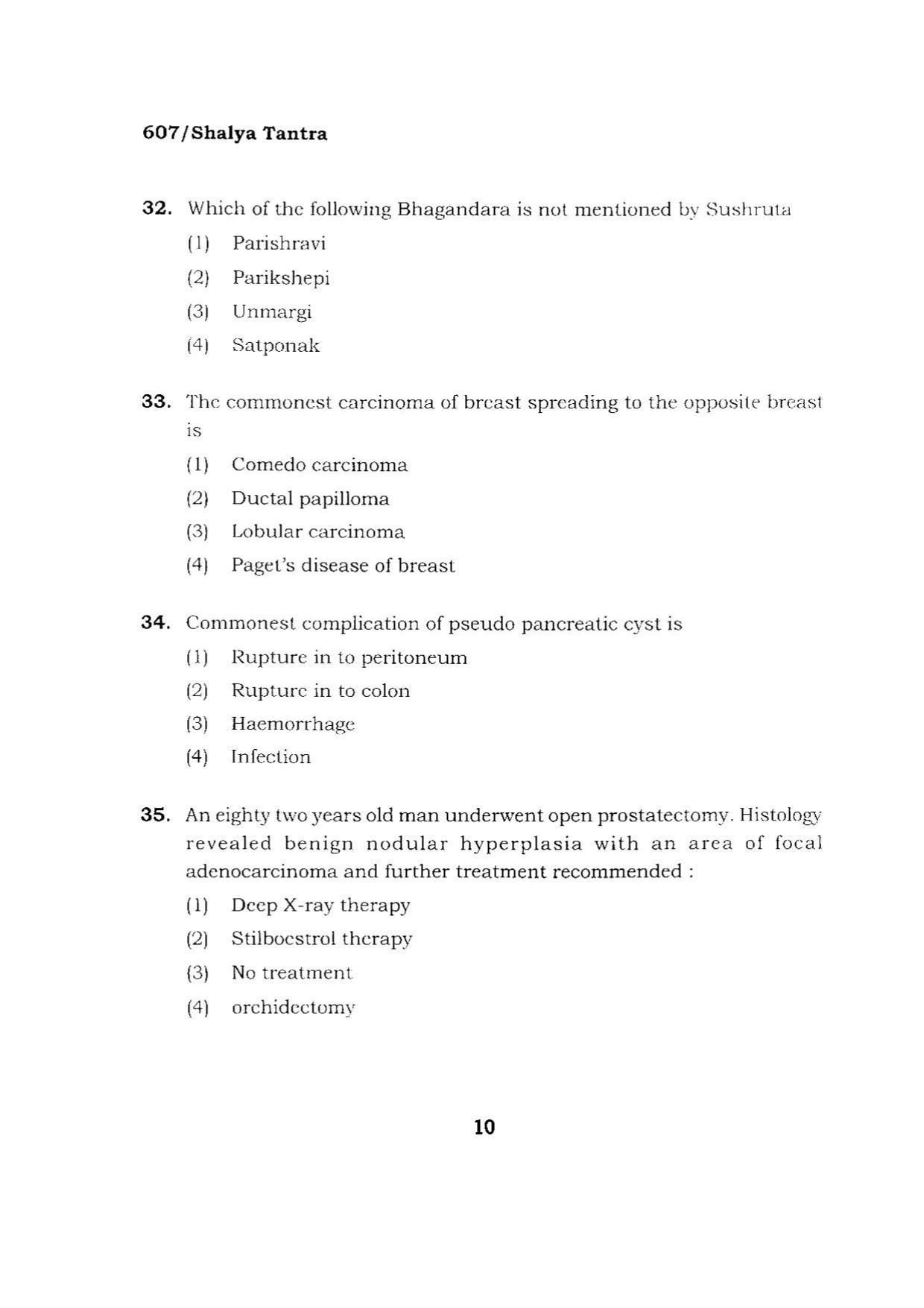 BHU RET SHALYA TANTRA 2015 Question Paper - Page 10