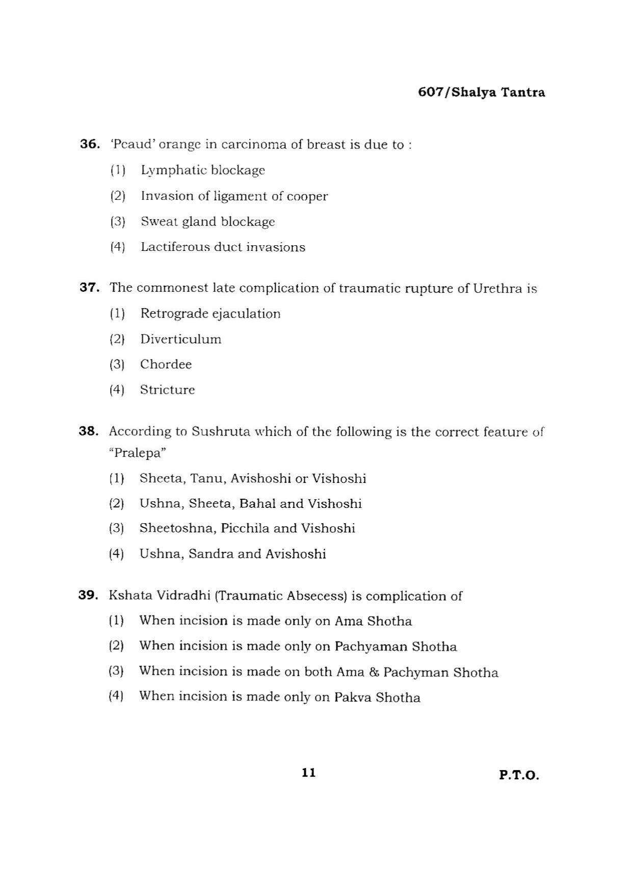 BHU RET SHALYA TANTRA 2015 Question Paper - Page 11