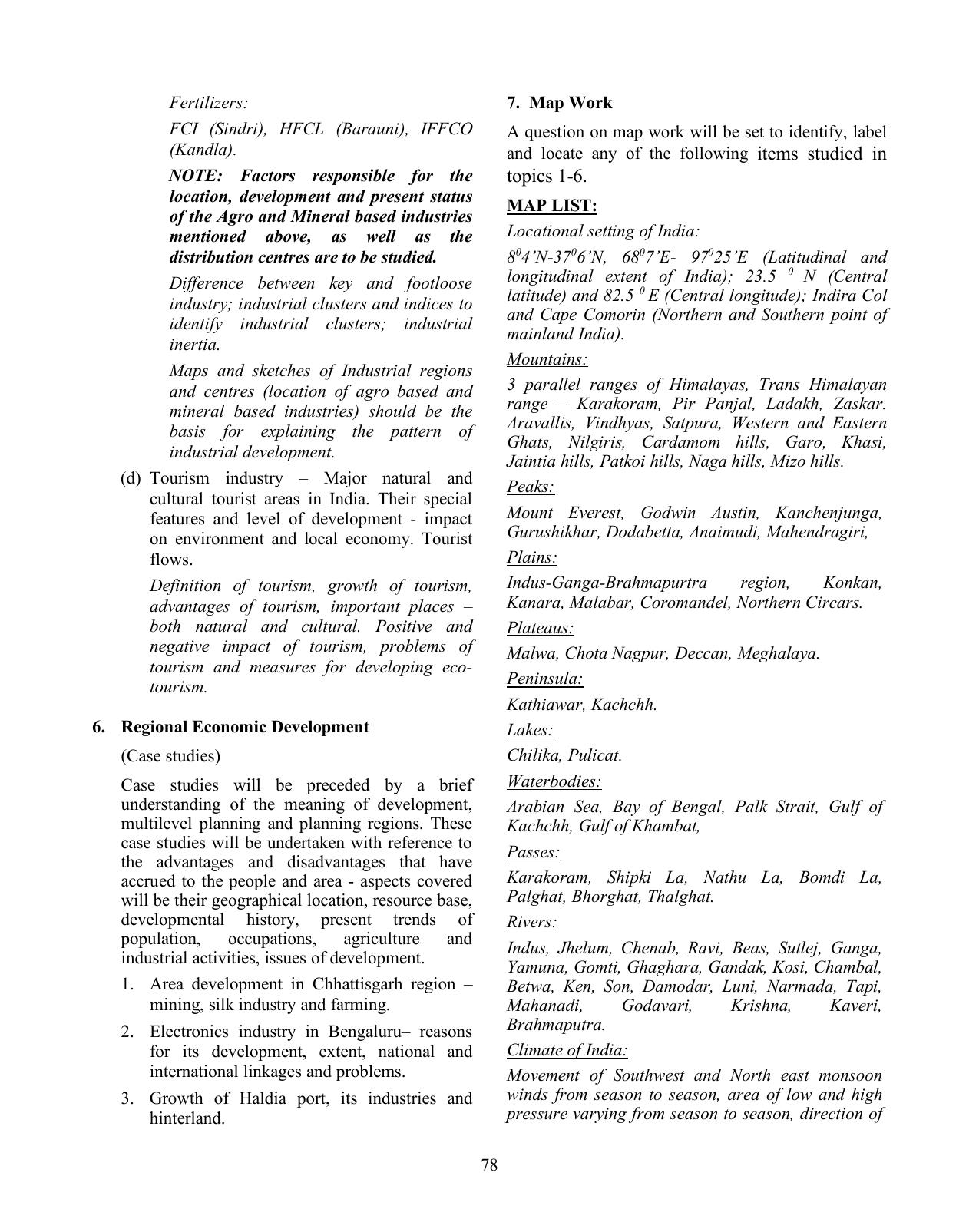 ISC Class XI & XII Geography Syllabus - Page 13