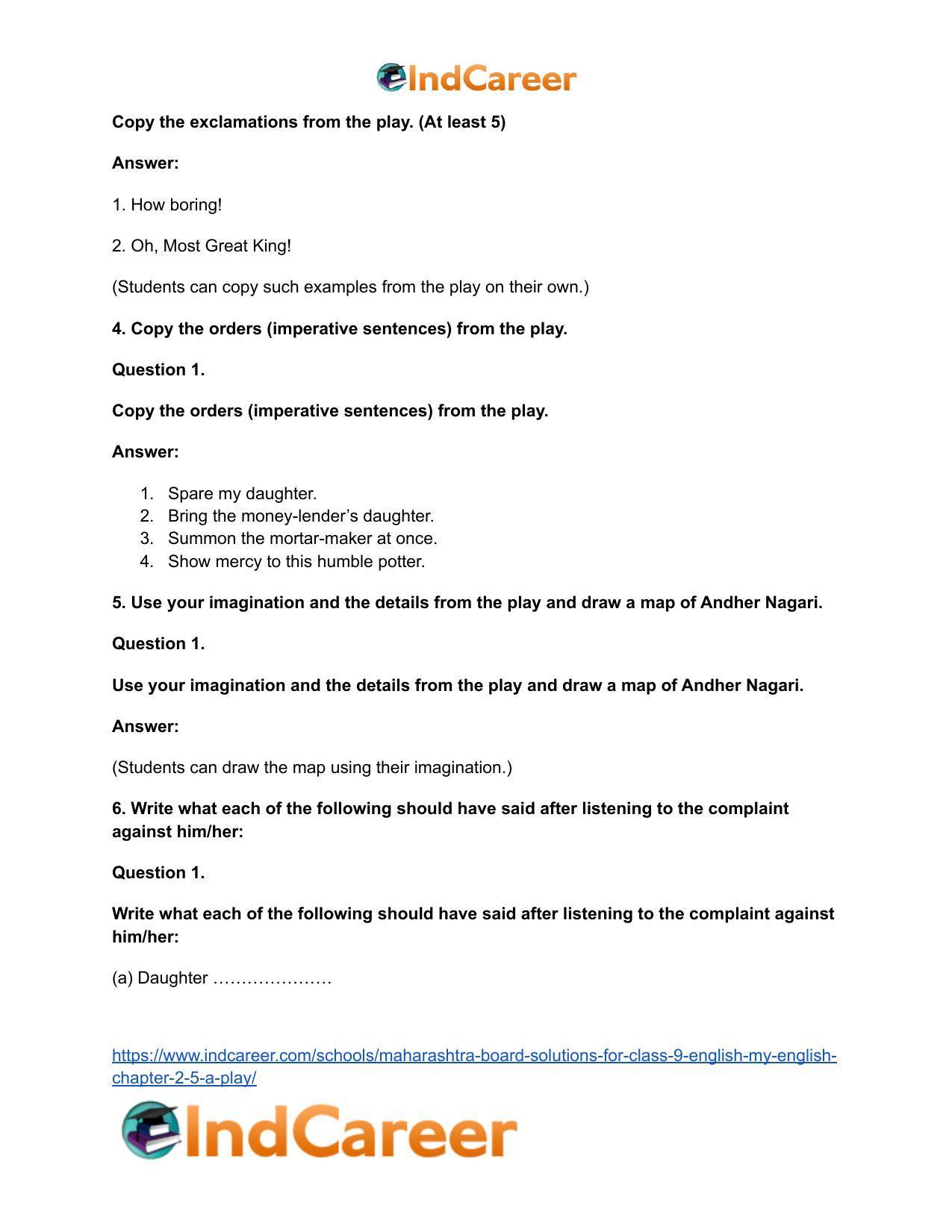 Maharashtra Board Solutions for Class 9- English (My English): Chapter 2.5- A Play - Page 5