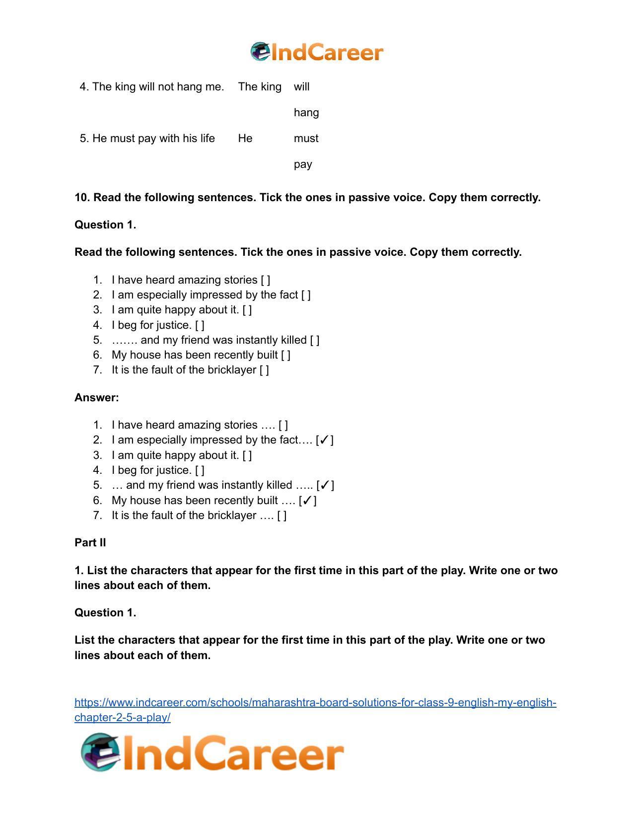 Maharashtra Board Solutions for Class 9- English (My English): Chapter 2.5- A Play - Page 8
