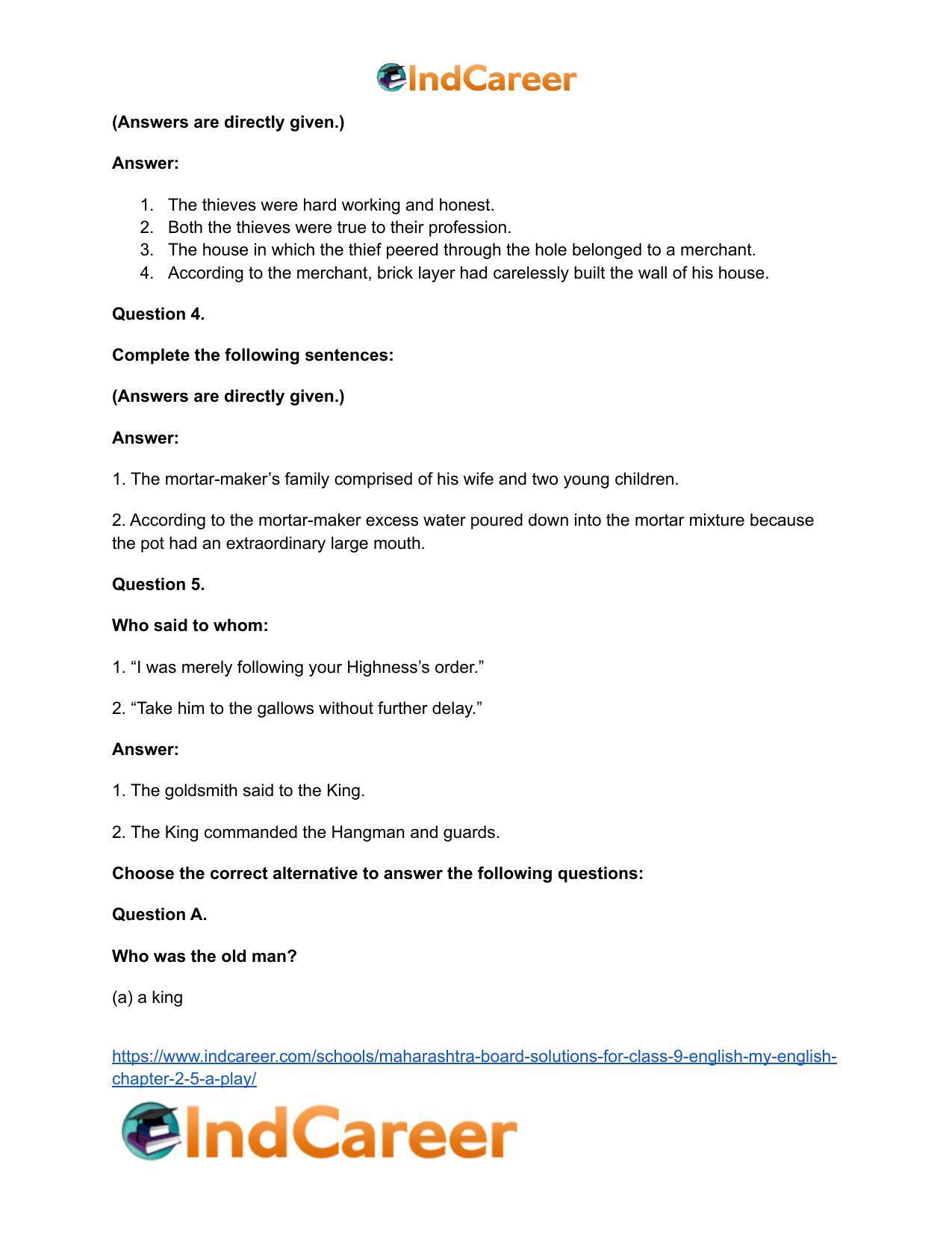 Maharashtra Board Solutions for Class 9- English (My English): Chapter 2.5- A Play - Page 16