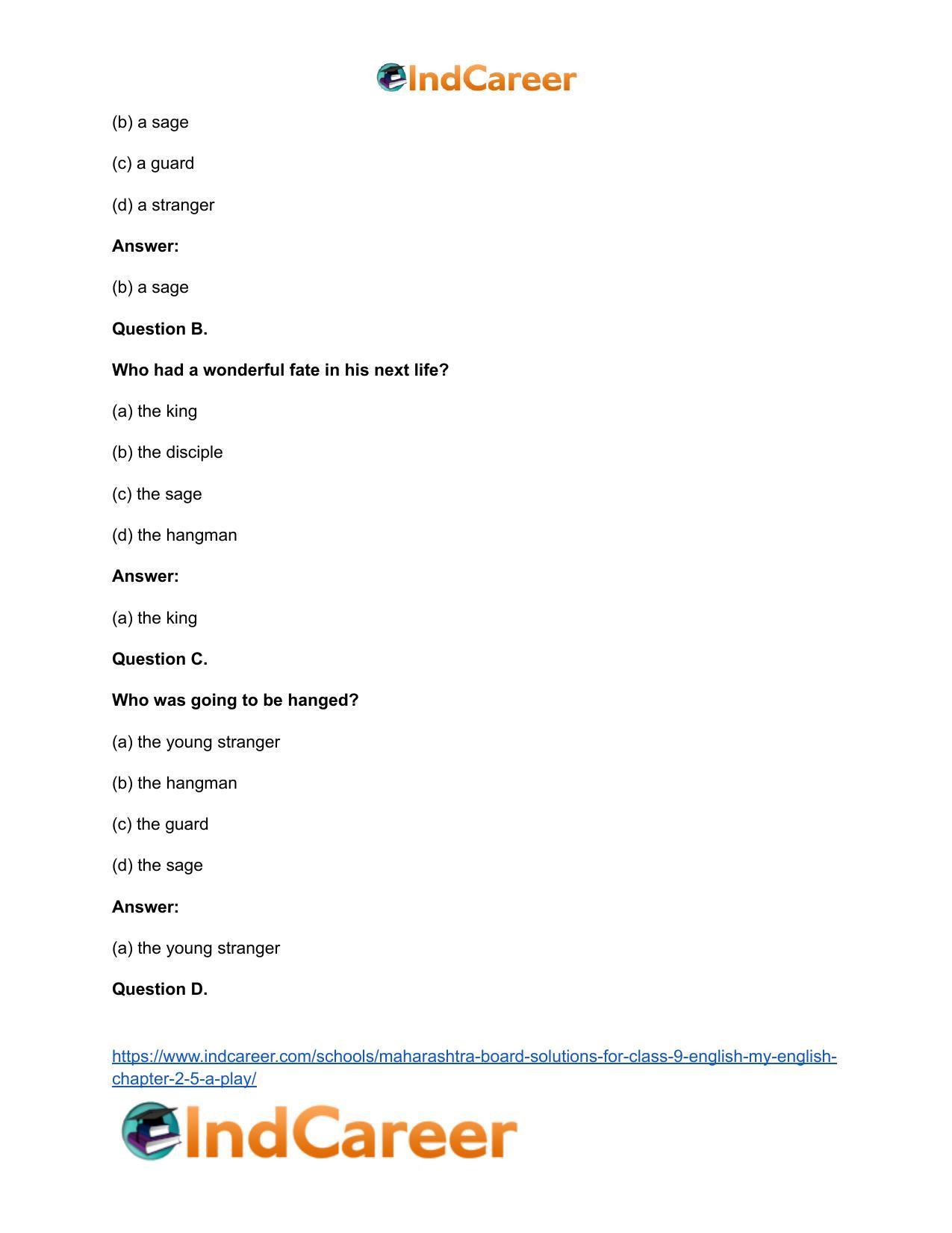 Maharashtra Board Solutions for Class 9- English (My English): Chapter 2.5- A Play - Page 17