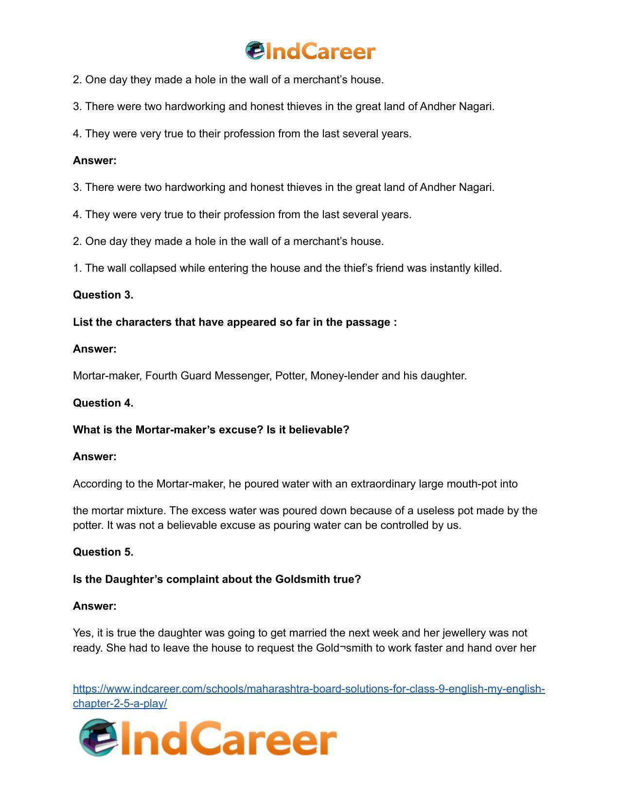 Maharashtra Board Solutions for Class 9- English (My English): Chapter 2.5- A Play - Page 19
