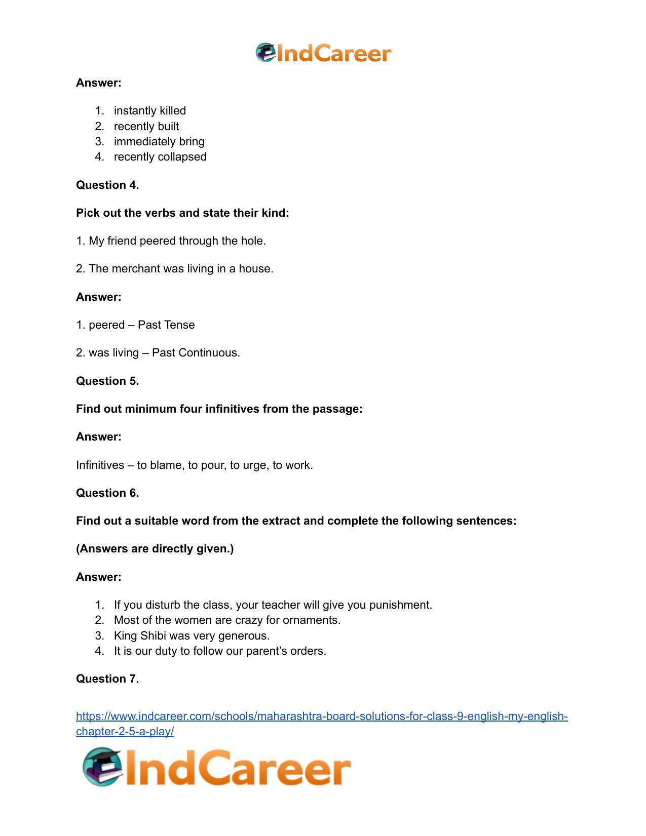 Maharashtra Board Solutions for Class 9- English (My English): Chapter 2.5- A Play - Page 22