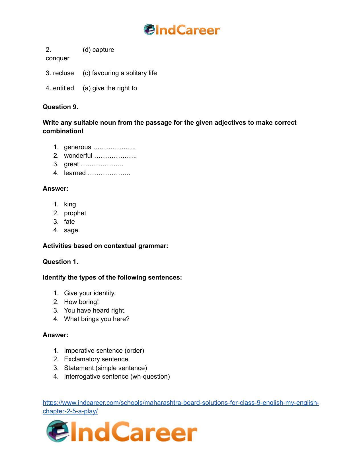 Maharashtra Board Solutions for Class 9- English (My English): Chapter 2.5- A Play - Page 24
