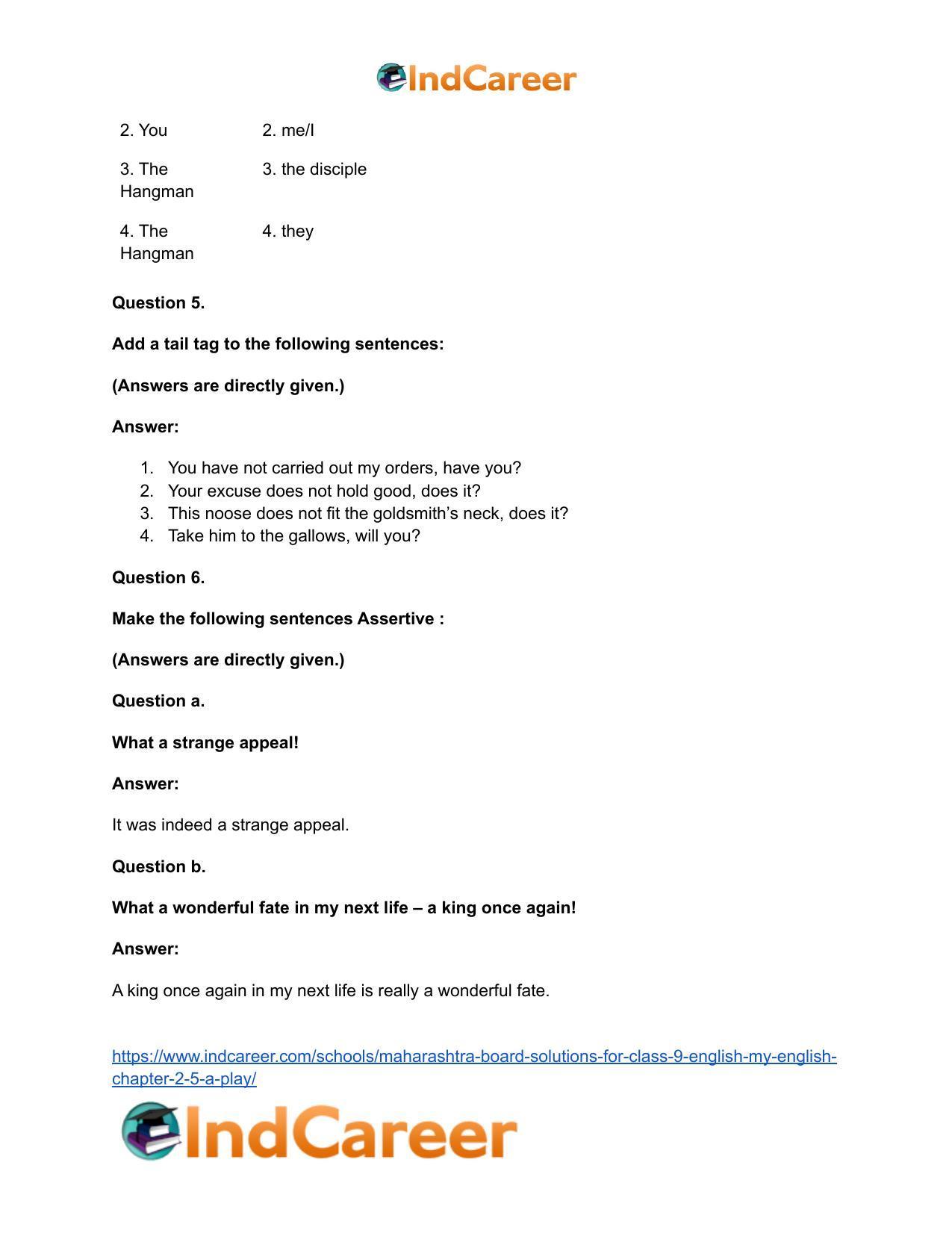 Maharashtra Board Solutions for Class 9- English (My English): Chapter 2.5- A Play - Page 26