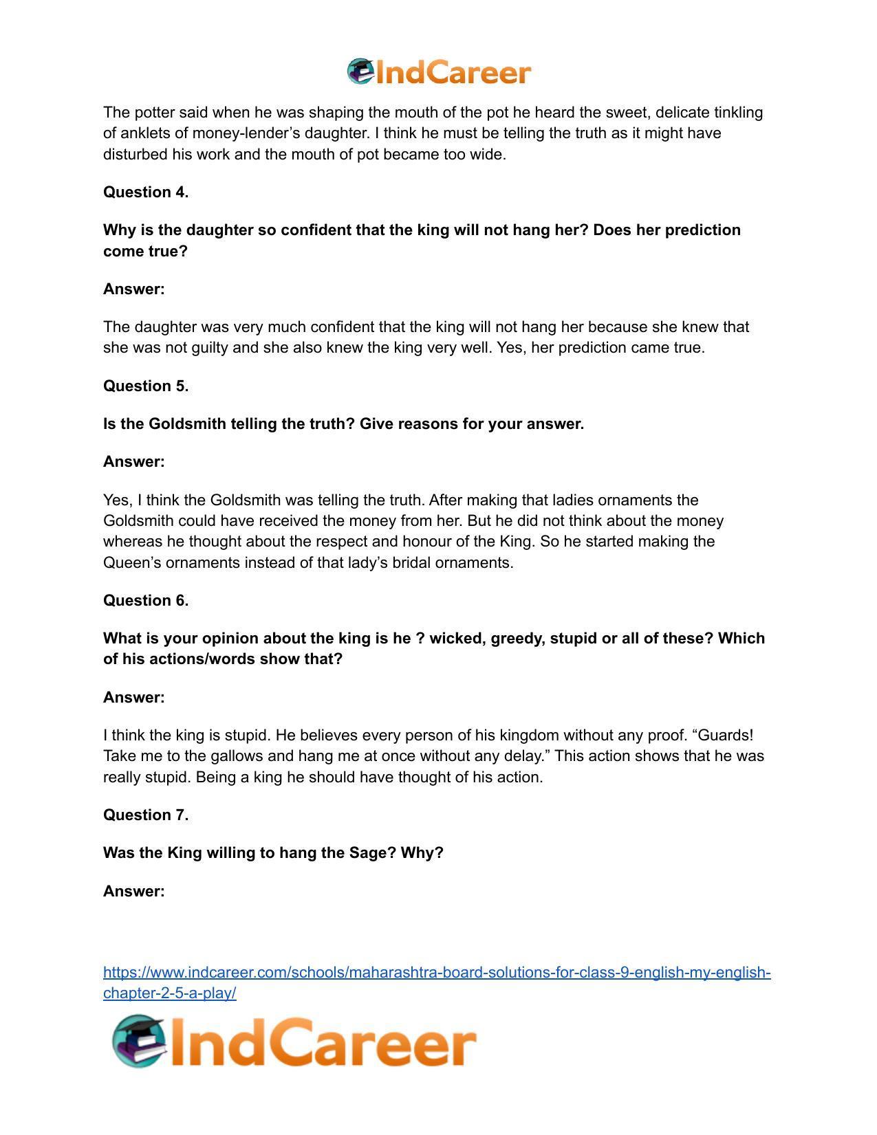 Maharashtra Board Solutions for Class 9- English (My English): Chapter 2.5- A Play - Page 28