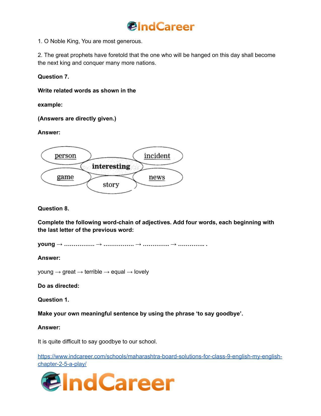 Maharashtra Board Solutions for Class 9- English (My English): Chapter 2.5- A Play - Page 31