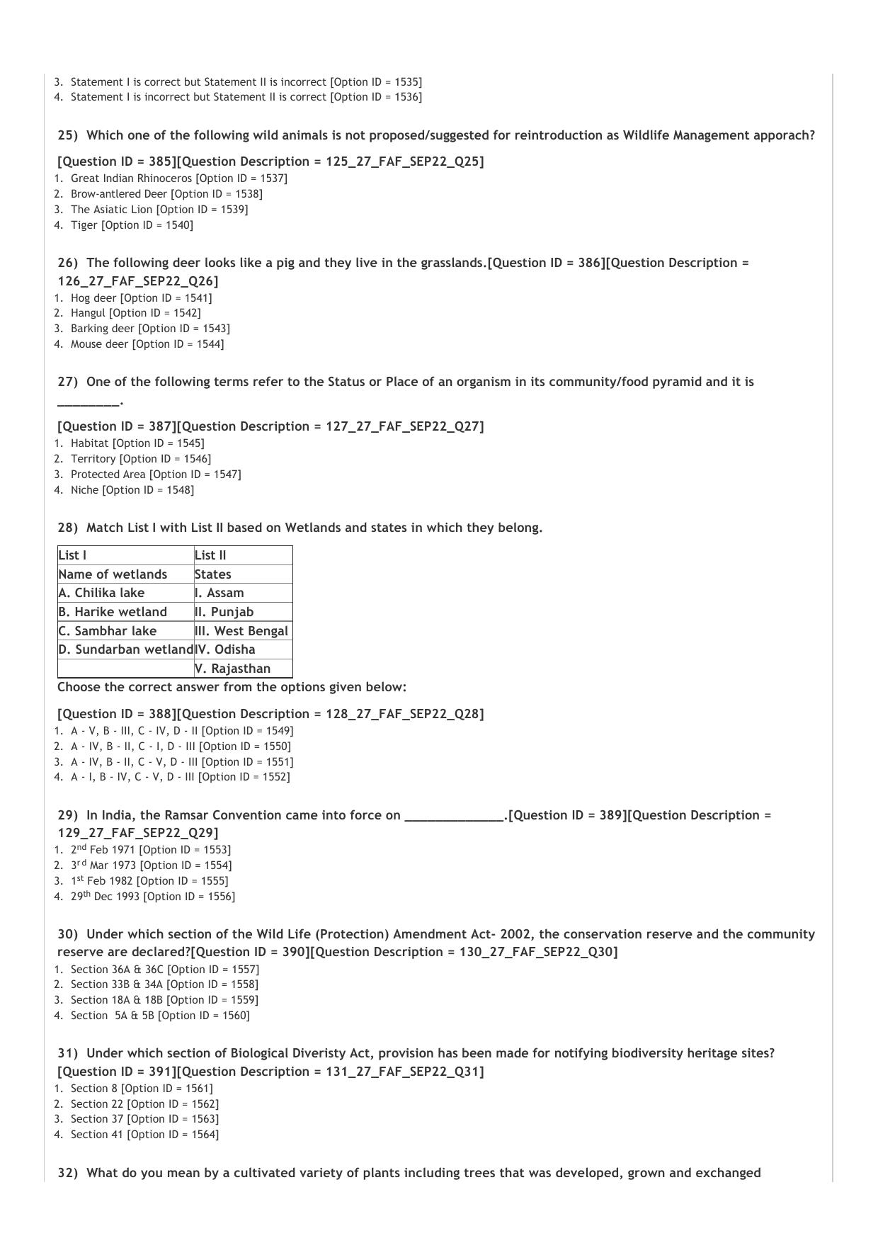 ICAR AIEEA PG 2022 FORESTRY AGFRESTRY N SILVICULTURE Question Paper - Page 5