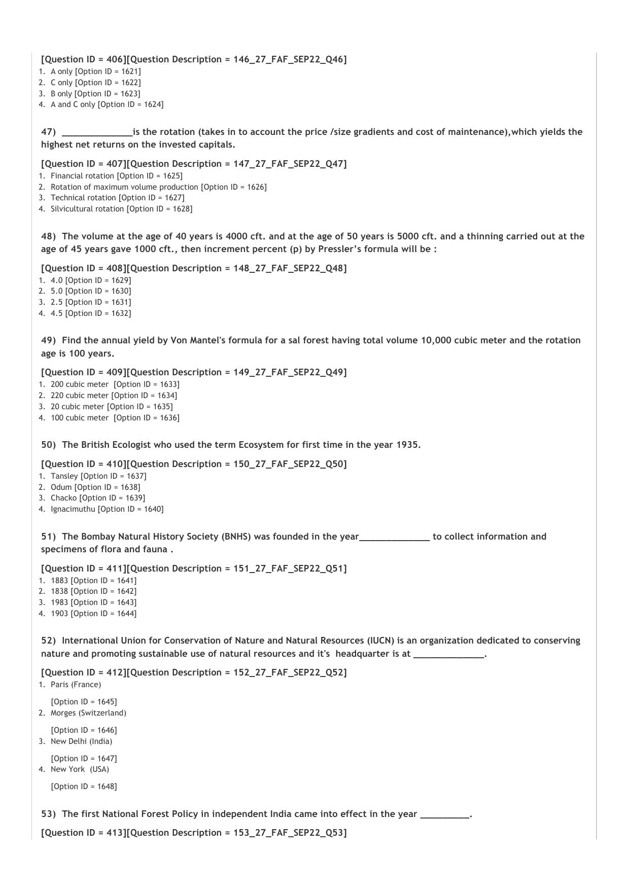 ICAR AIEEA PG 2022 FORESTRY AGFRESTRY N SILVICULTURE Question Paper - Page 8