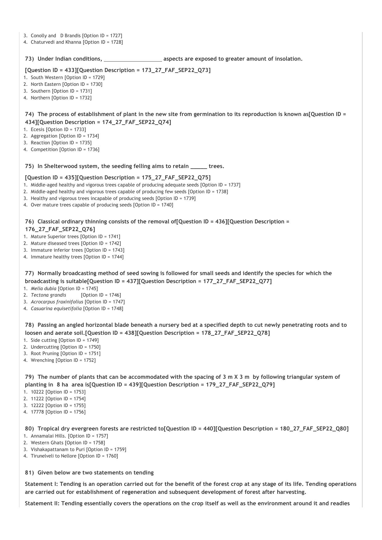 ICAR AIEEA PG 2022 FORESTRY AGFRESTRY N SILVICULTURE Question Paper - Page 12