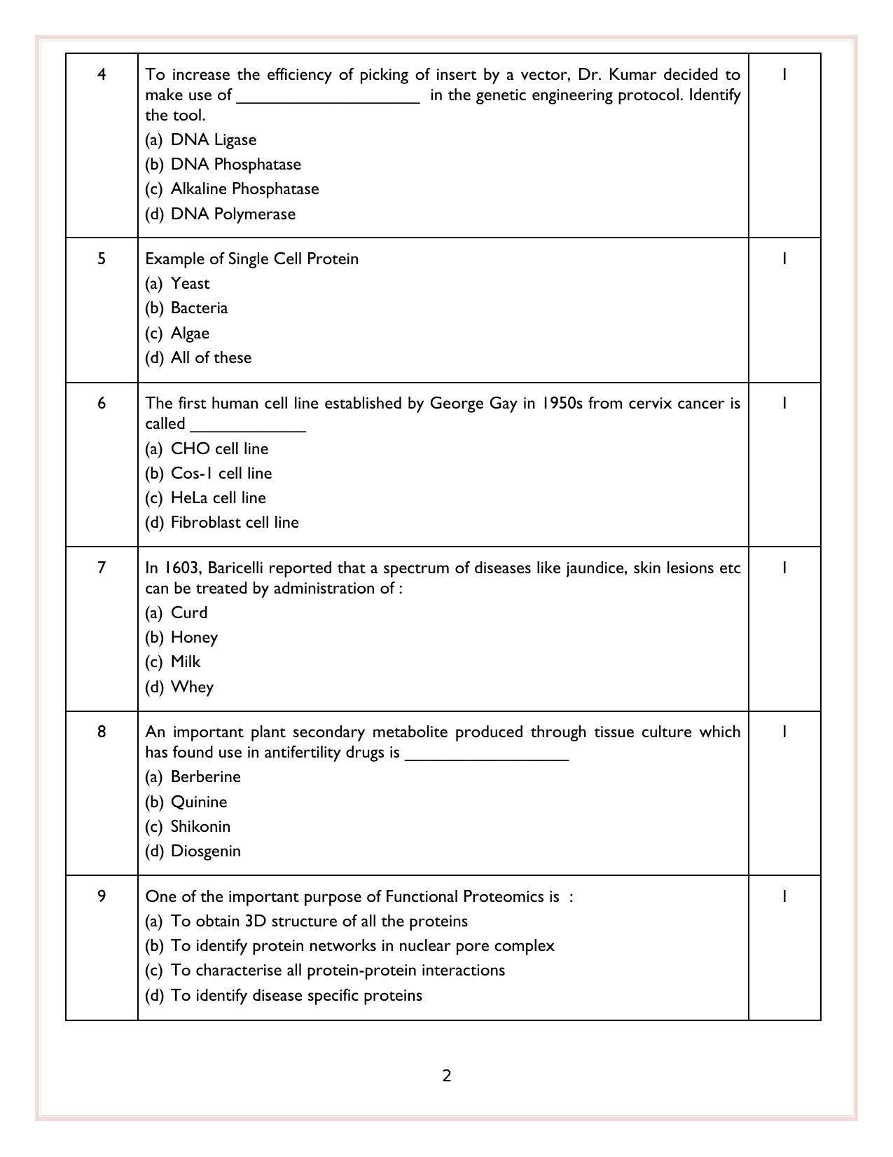 CBSE Class 12 Biotechnology Sample Paper 2024 - Page 2