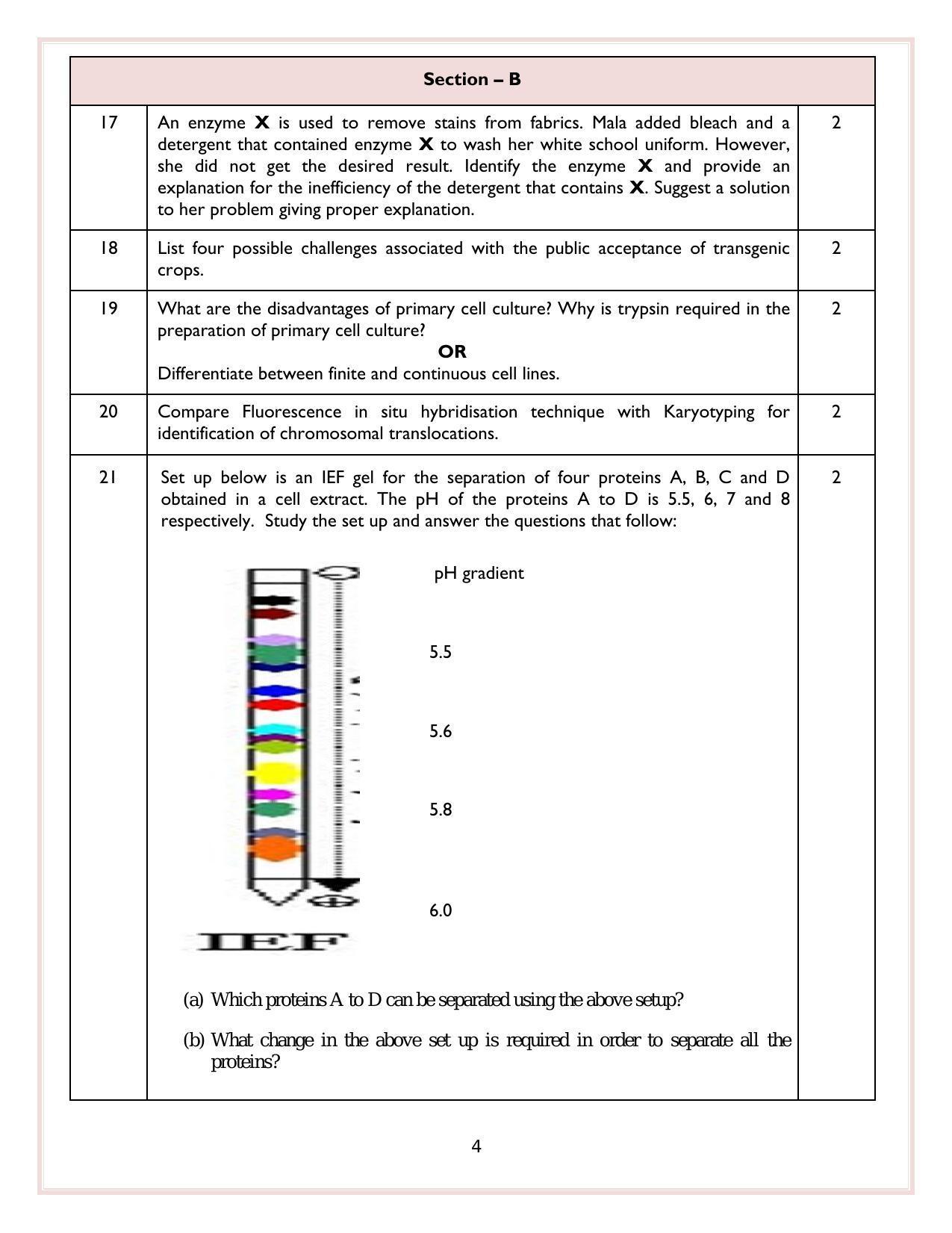 CBSE Class 12 Biotechnology Sample Paper 2024 - Page 4