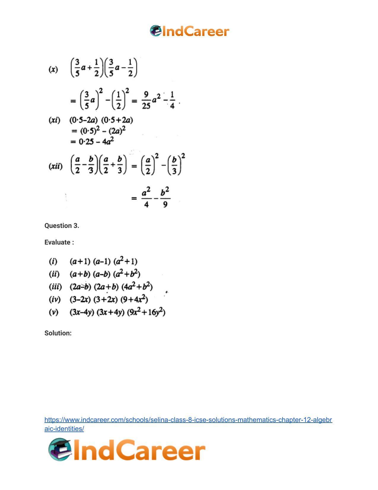 Selina Class 8 ICSE Solutions Mathematics : Chapter 12- Algebraic Identities - Page 6