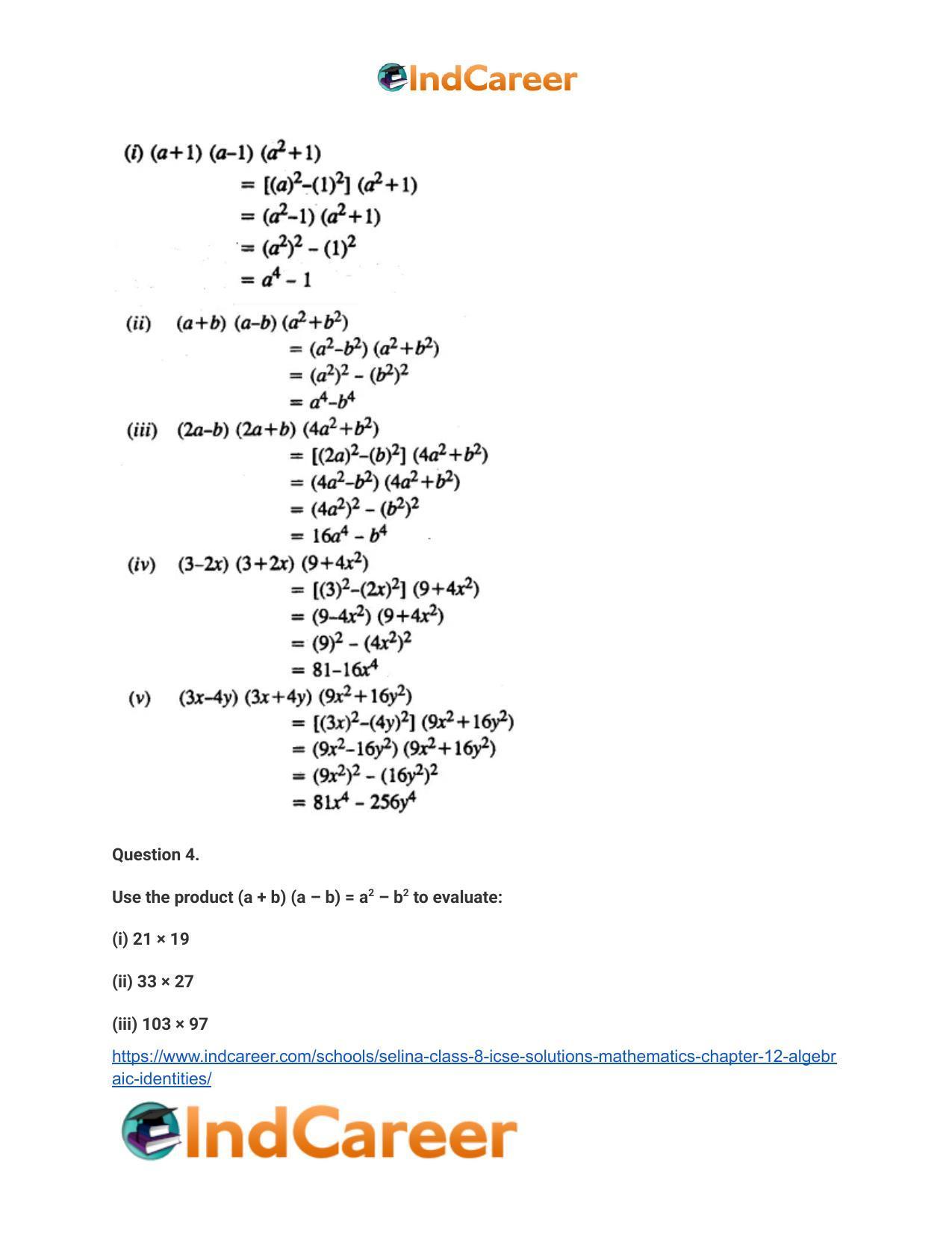 Selina Class 8 ICSE Solutions Mathematics : Chapter 12- Algebraic Identities - Page 7
