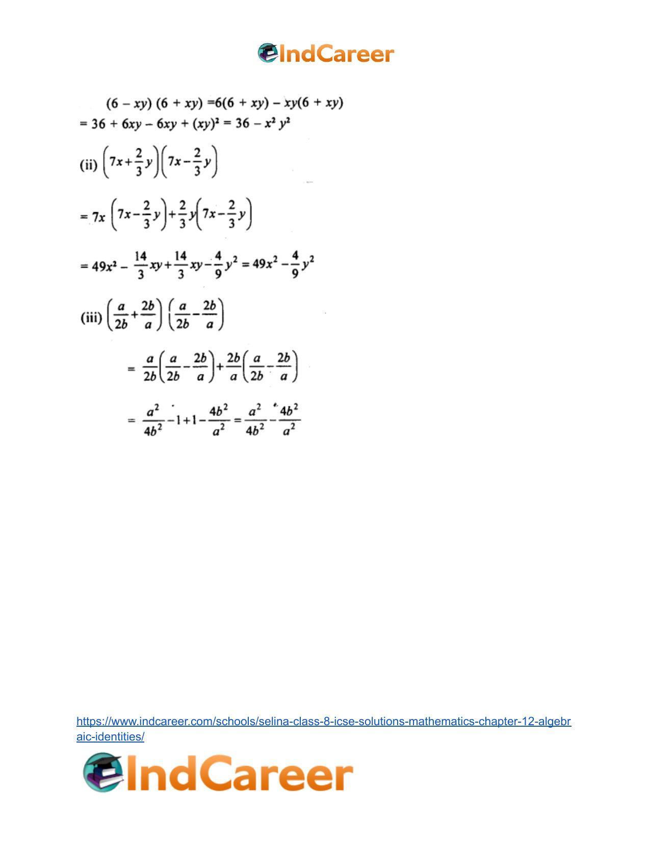 Selina Class 8 ICSE Solutions Mathematics : Chapter 12- Algebraic Identities - Page 10