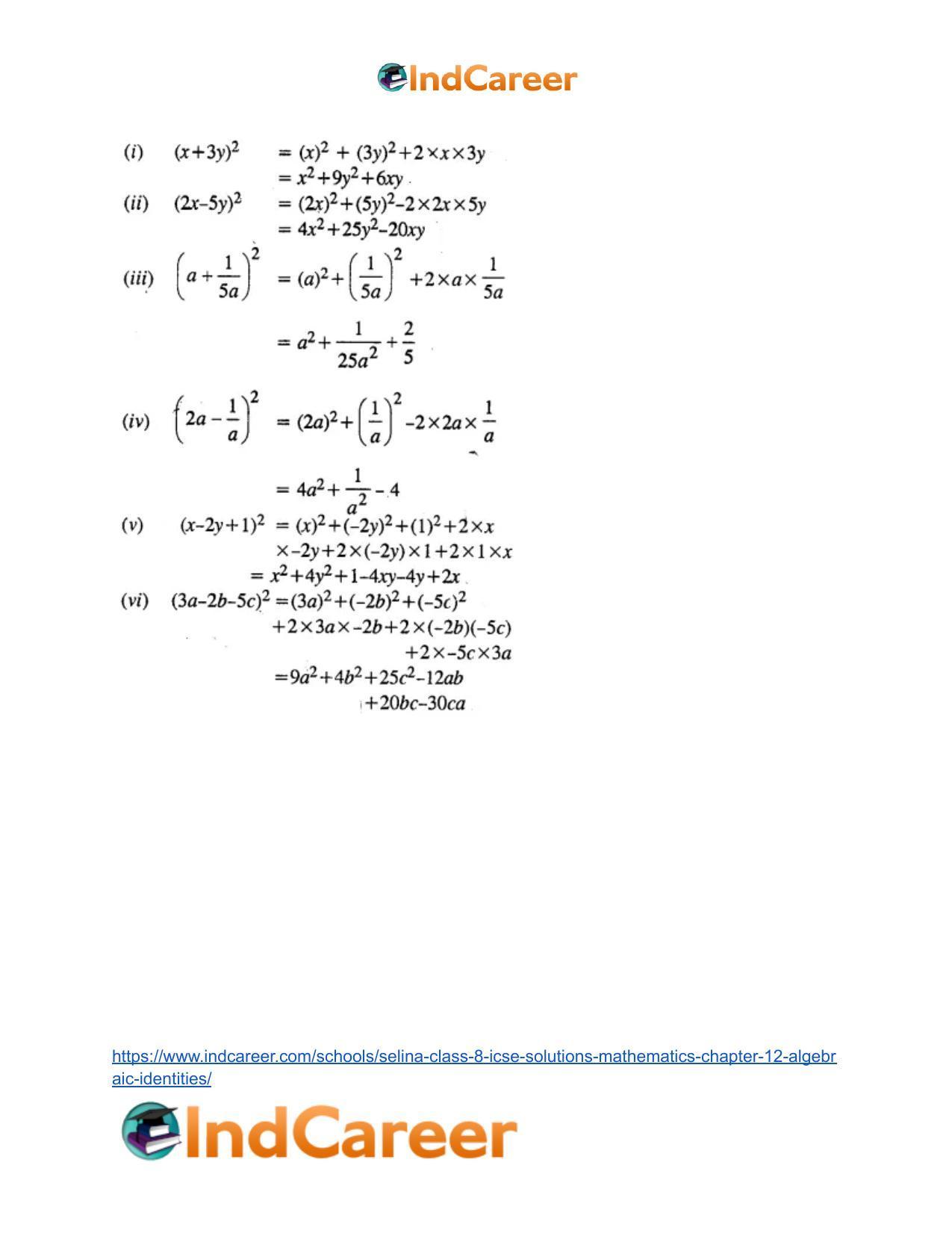 Selina Class 8 ICSE Solutions Mathematics : Chapter 12- Algebraic Identities - Page 15