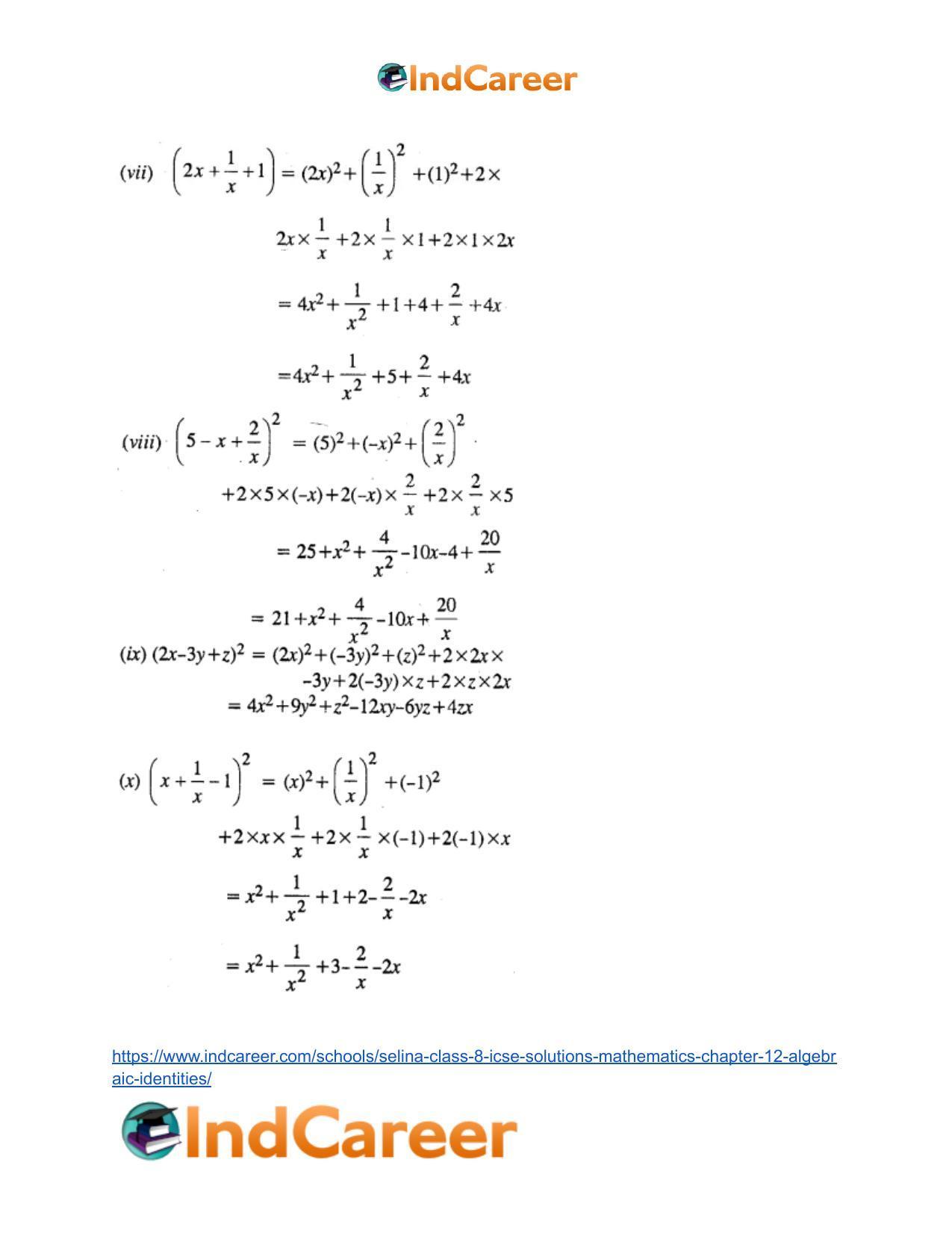 Selina Class 8 ICSE Solutions Mathematics : Chapter 12- Algebraic Identities - Page 16