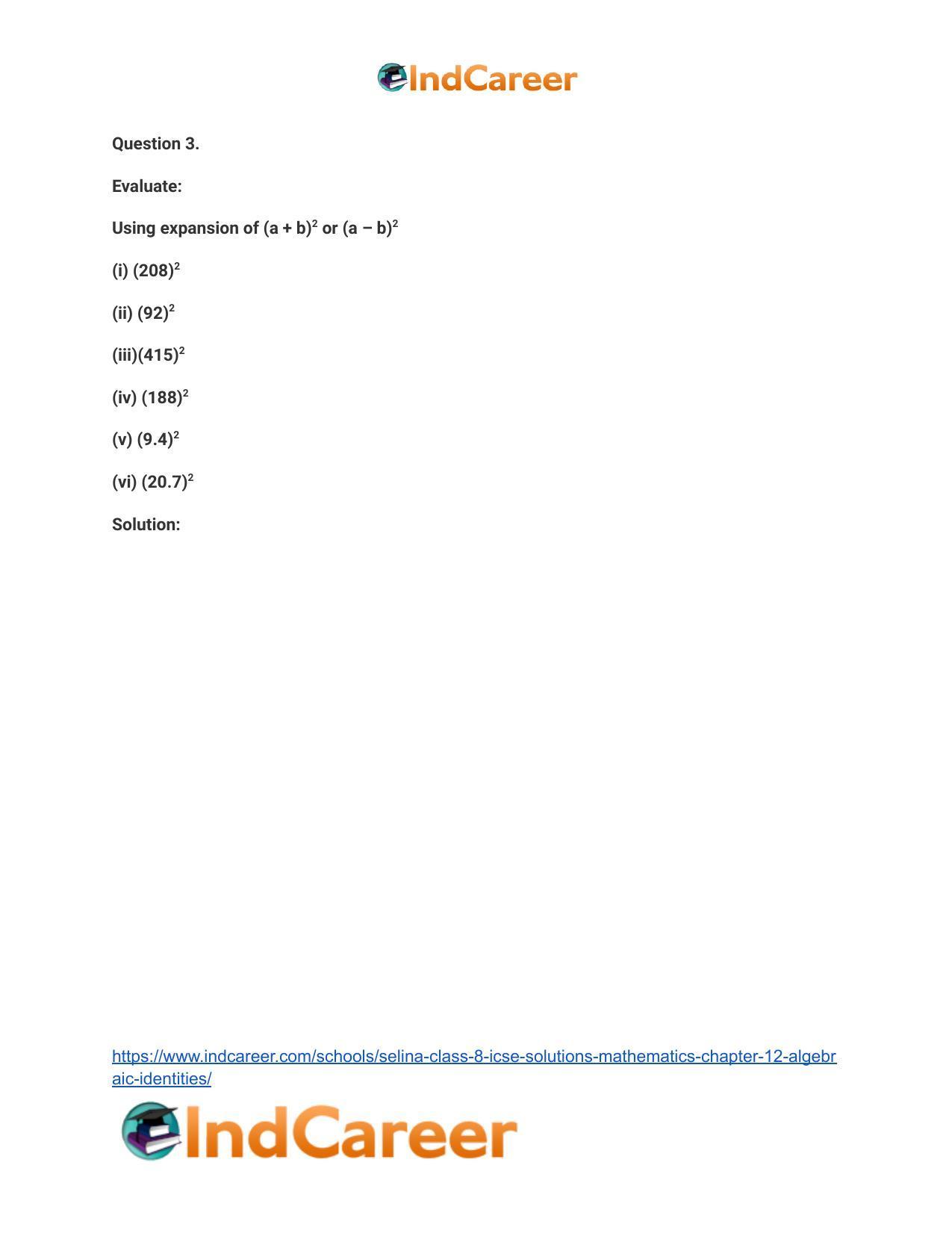 Selina Class 8 ICSE Solutions Mathematics : Chapter 12- Algebraic Identities - Page 17