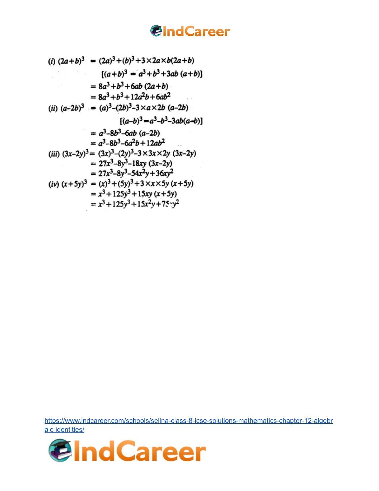 Selina Class 8 ICSE Solutions Mathematics : Chapter 12- Algebraic Identities - Page 19