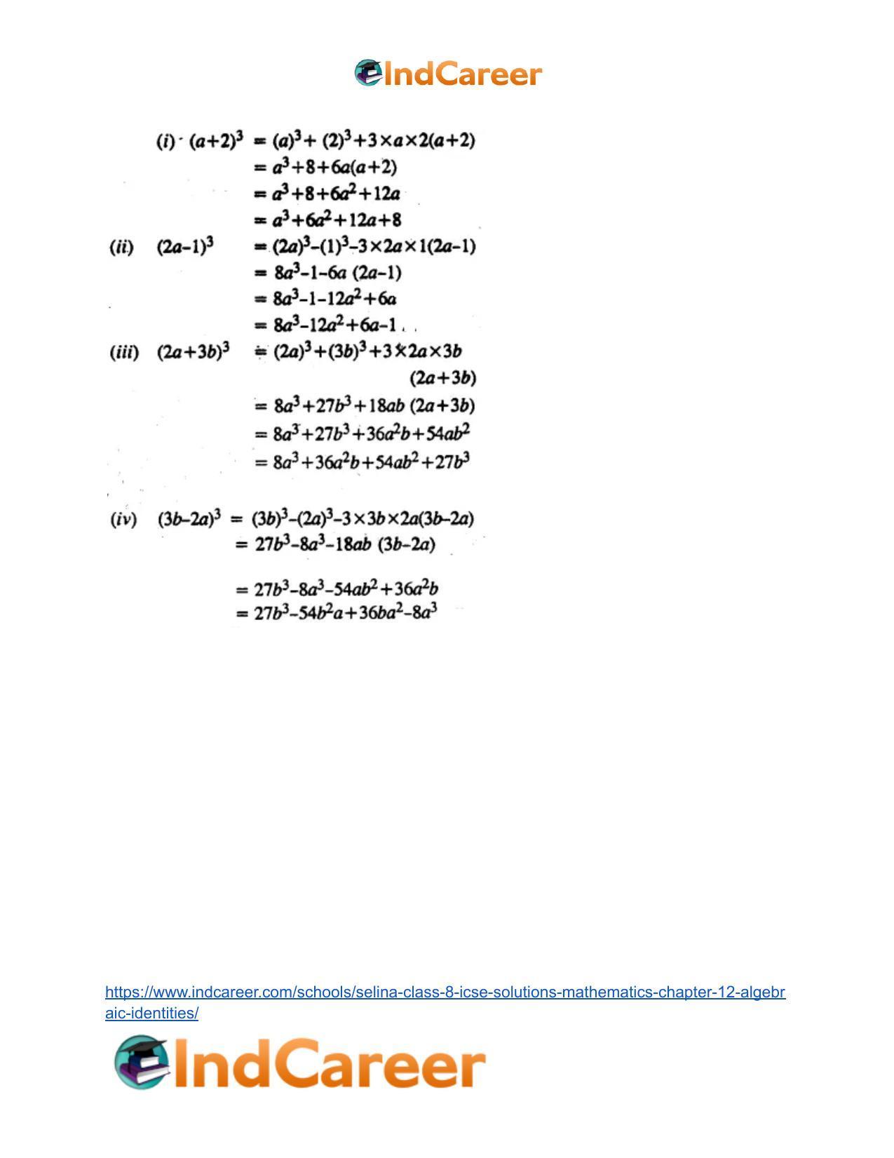 Selina Class 8 ICSE Solutions Mathematics : Chapter 12- Algebraic Identities - Page 21