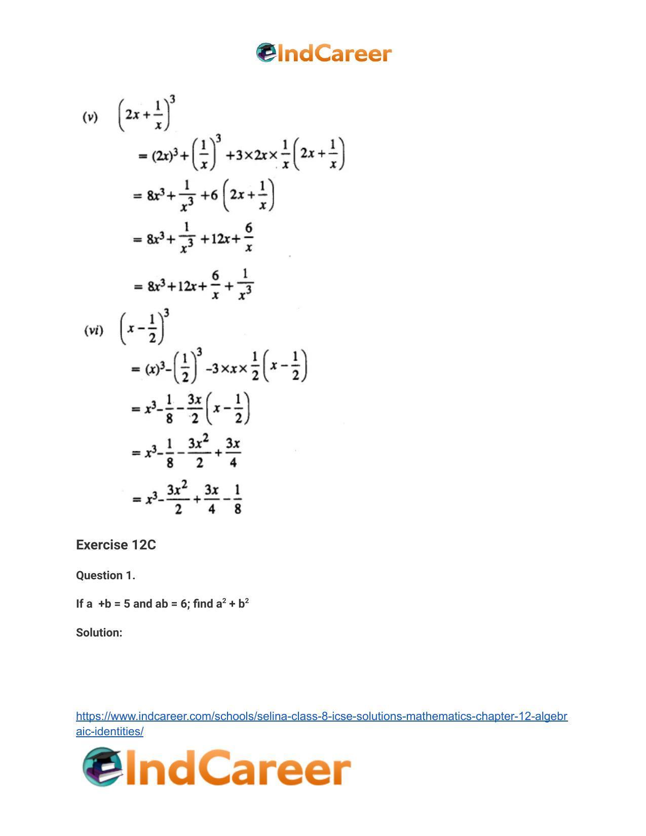 Selina Class 8 ICSE Solutions Mathematics : Chapter 12- Algebraic Identities - Page 22