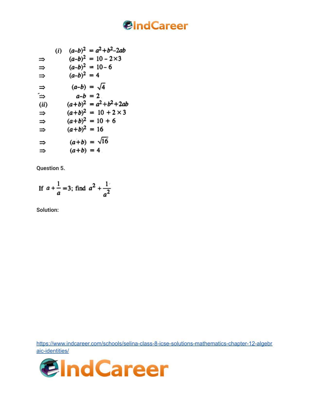 Selina Class 8 ICSE Solutions Mathematics : Chapter 12- Algebraic Identities - Page 25