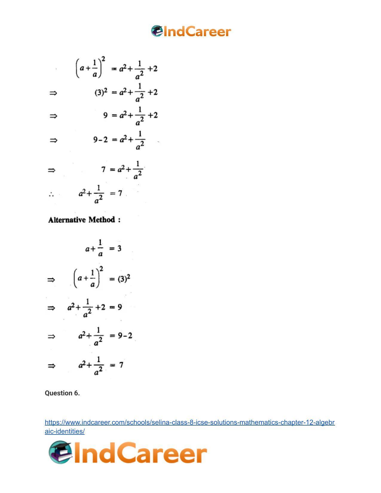 Selina Class 8 ICSE Solutions Mathematics : Chapter 12- Algebraic Identities - Page 26