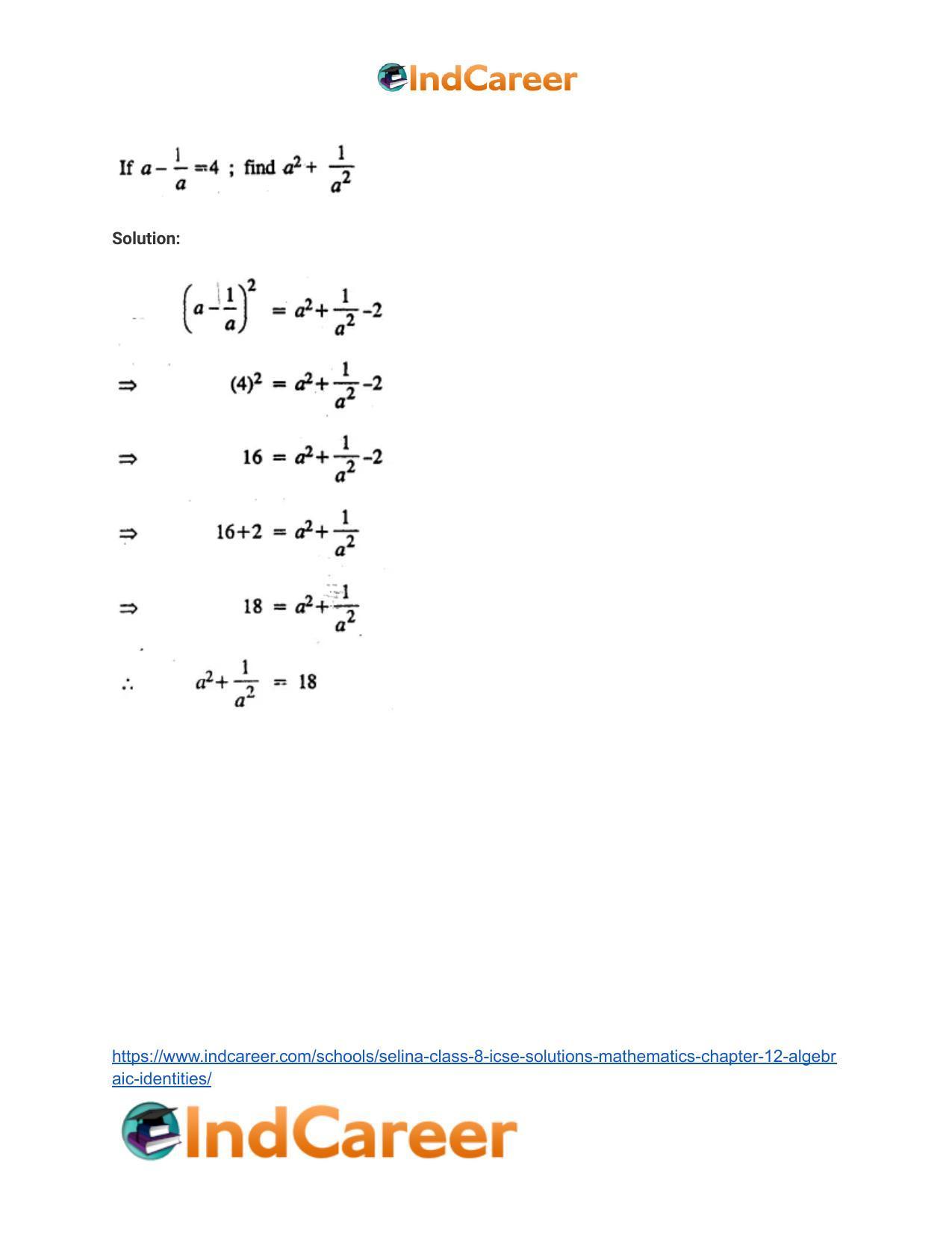 Selina Class 8 ICSE Solutions Mathematics : Chapter 12- Algebraic Identities - Page 27
