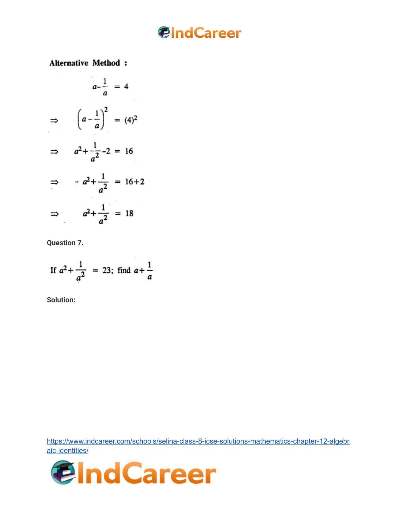 Selina Class 8 ICSE Solutions Mathematics : Chapter 12- Algebraic Identities - Page 28