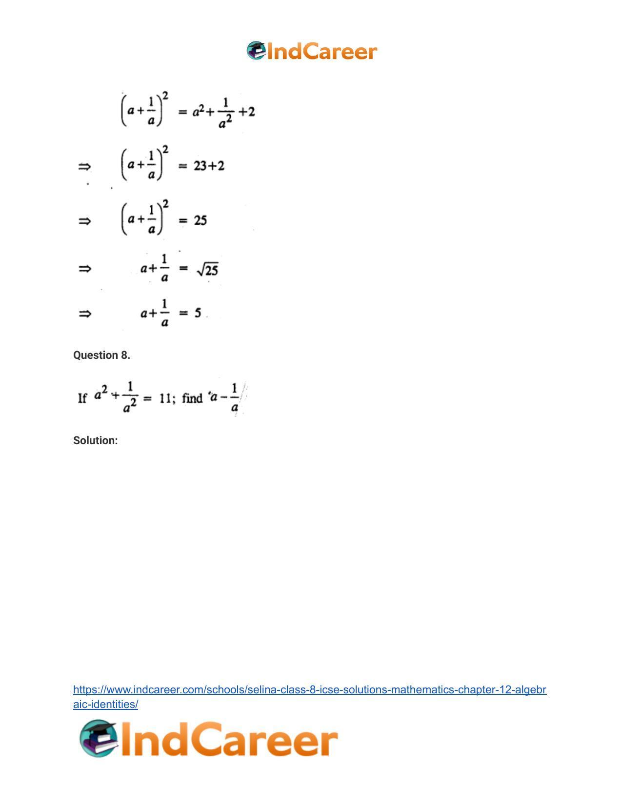 Selina Class 8 ICSE Solutions Mathematics : Chapter 12- Algebraic Identities - Page 29