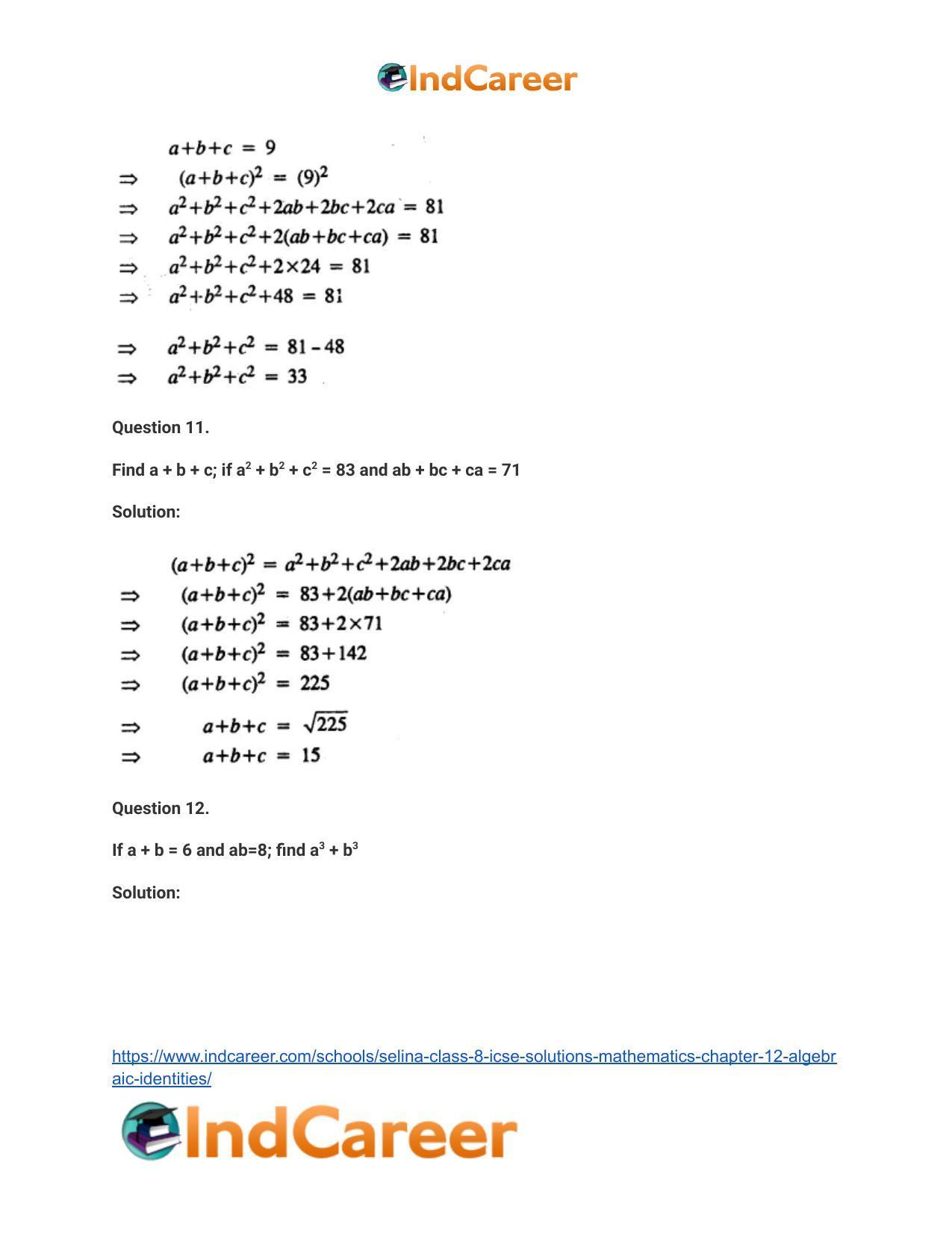 Selina Class 8 ICSE Solutions Mathematics : Chapter 12- Algebraic Identities - Page 32