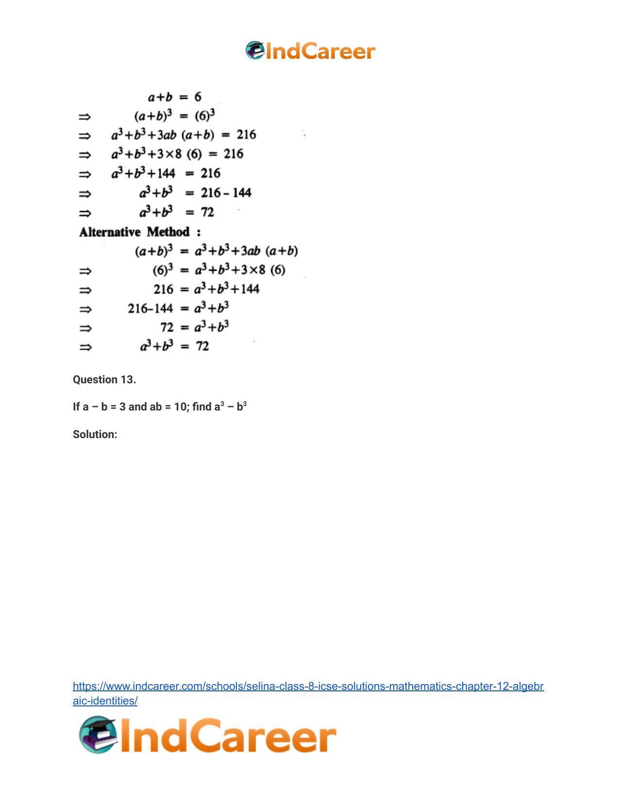 Selina Class 8 ICSE Solutions Mathematics : Chapter 12- Algebraic Identities - Page 33