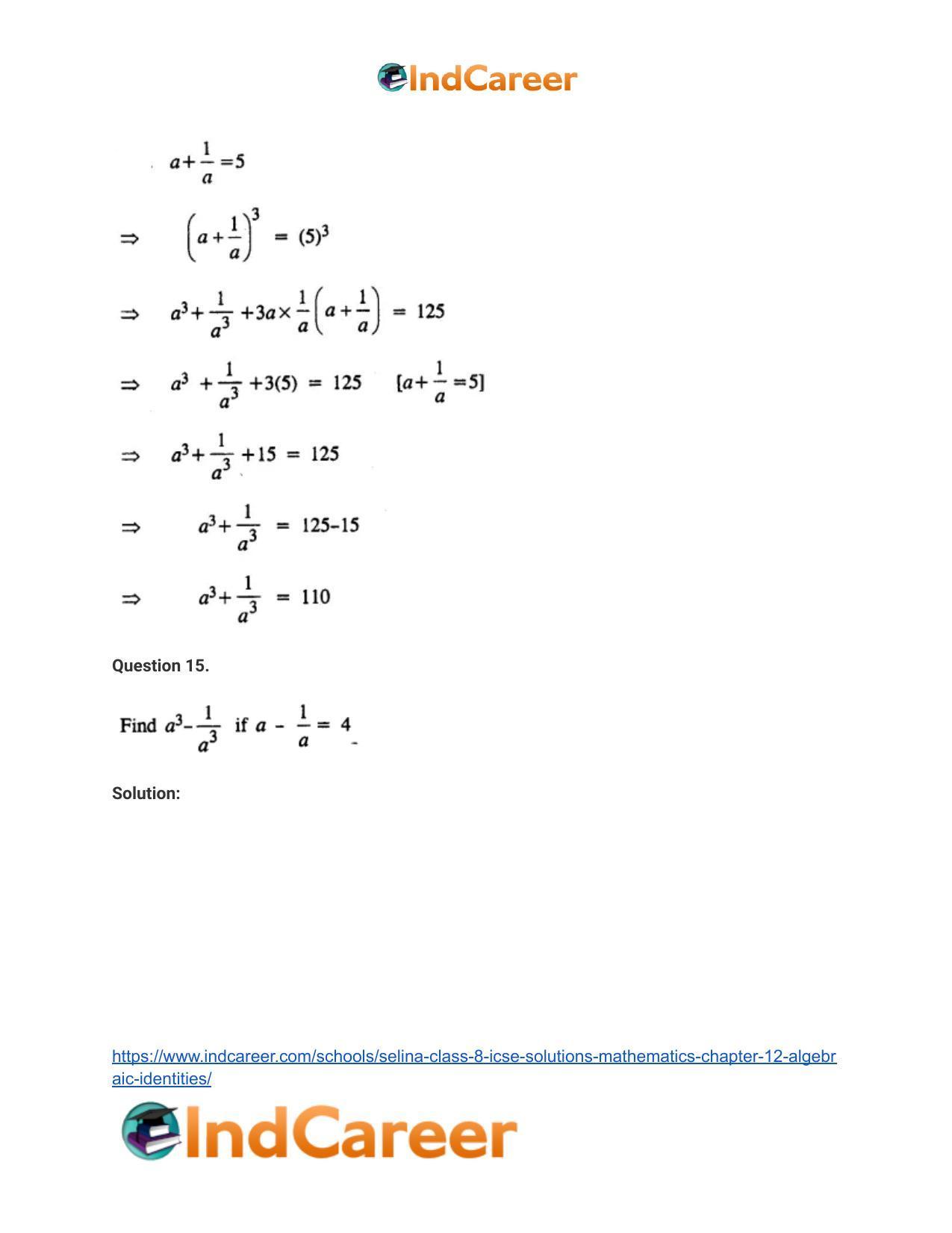 Selina Class 8 ICSE Solutions Mathematics : Chapter 12- Algebraic Identities - Page 35