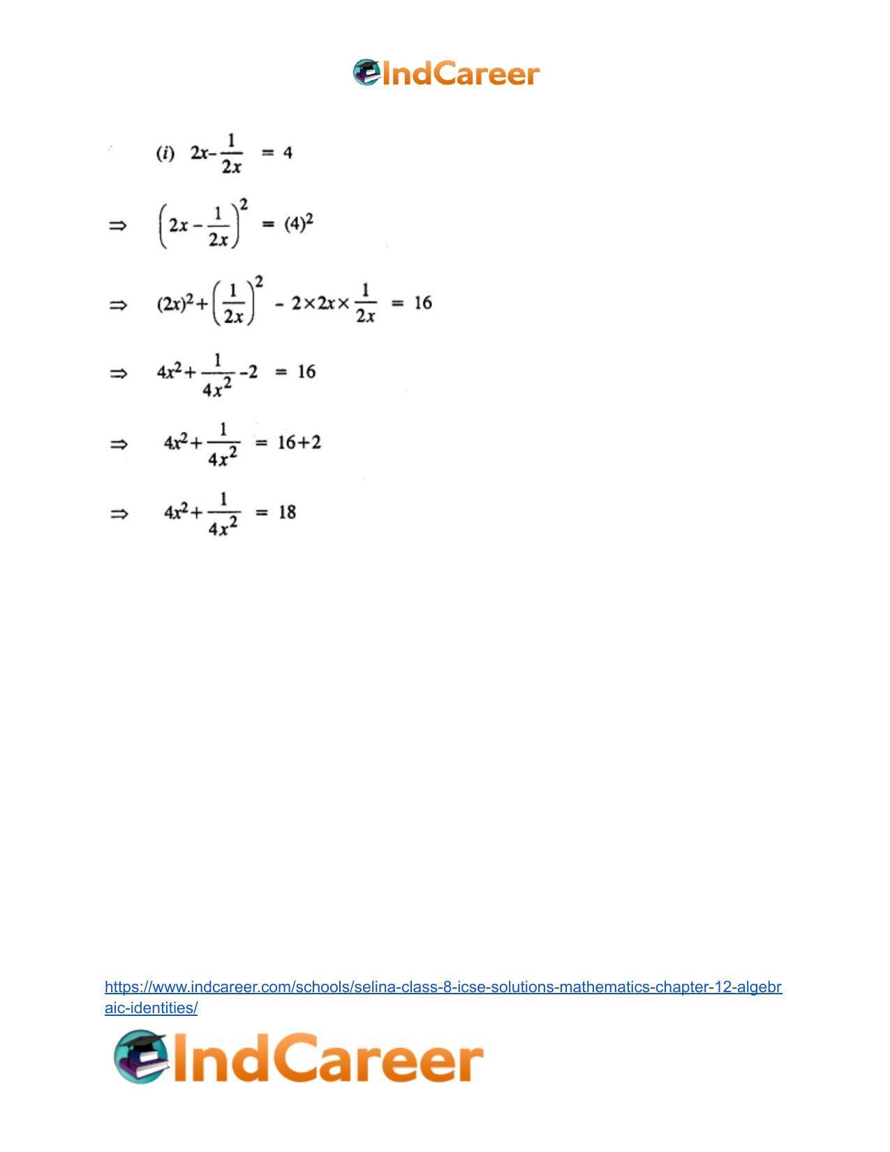 Selina Class 8 ICSE Solutions Mathematics : Chapter 12- Algebraic Identities - Page 37