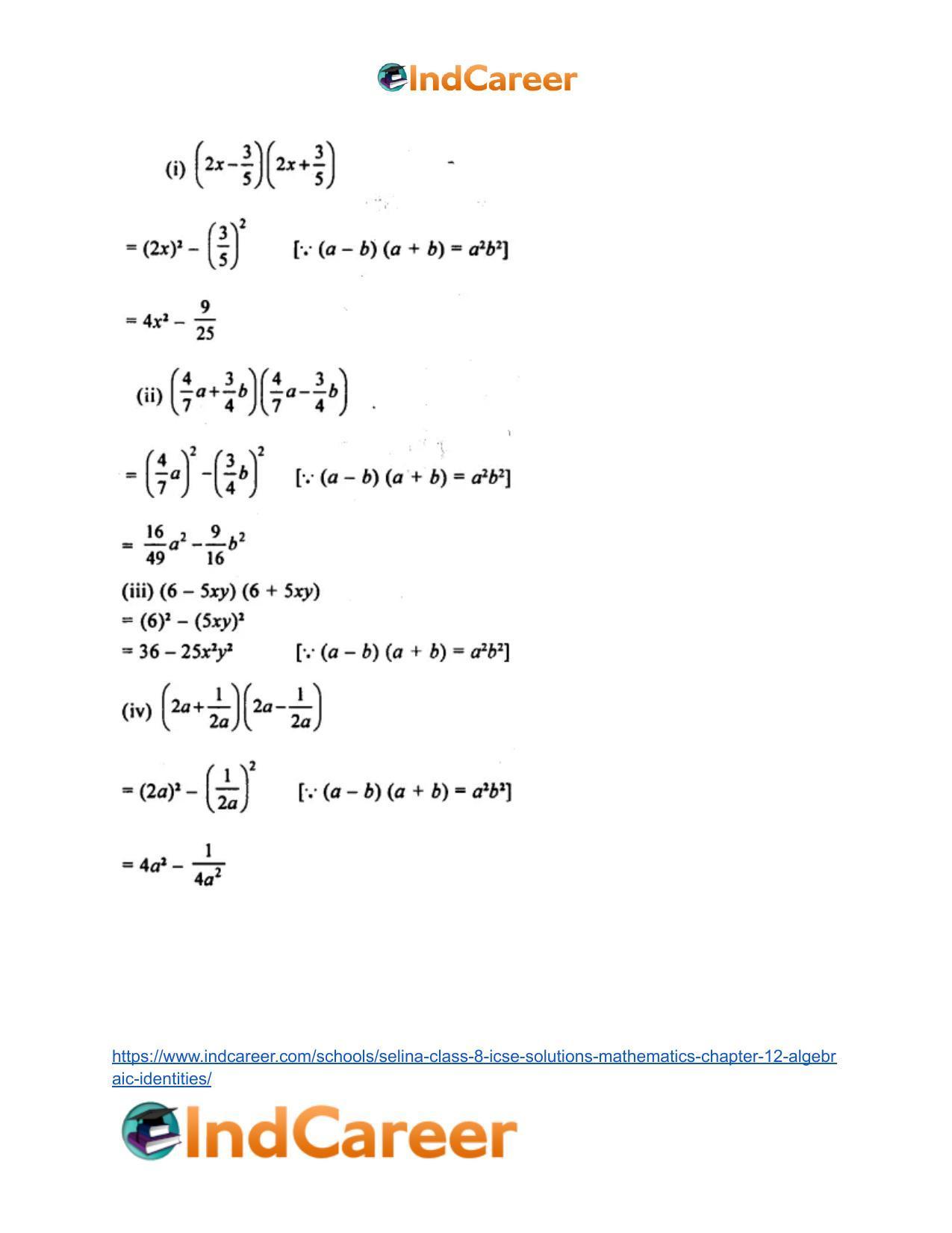 Selina Class 8 ICSE Solutions Mathematics : Chapter 12- Algebraic Identities - Page 43