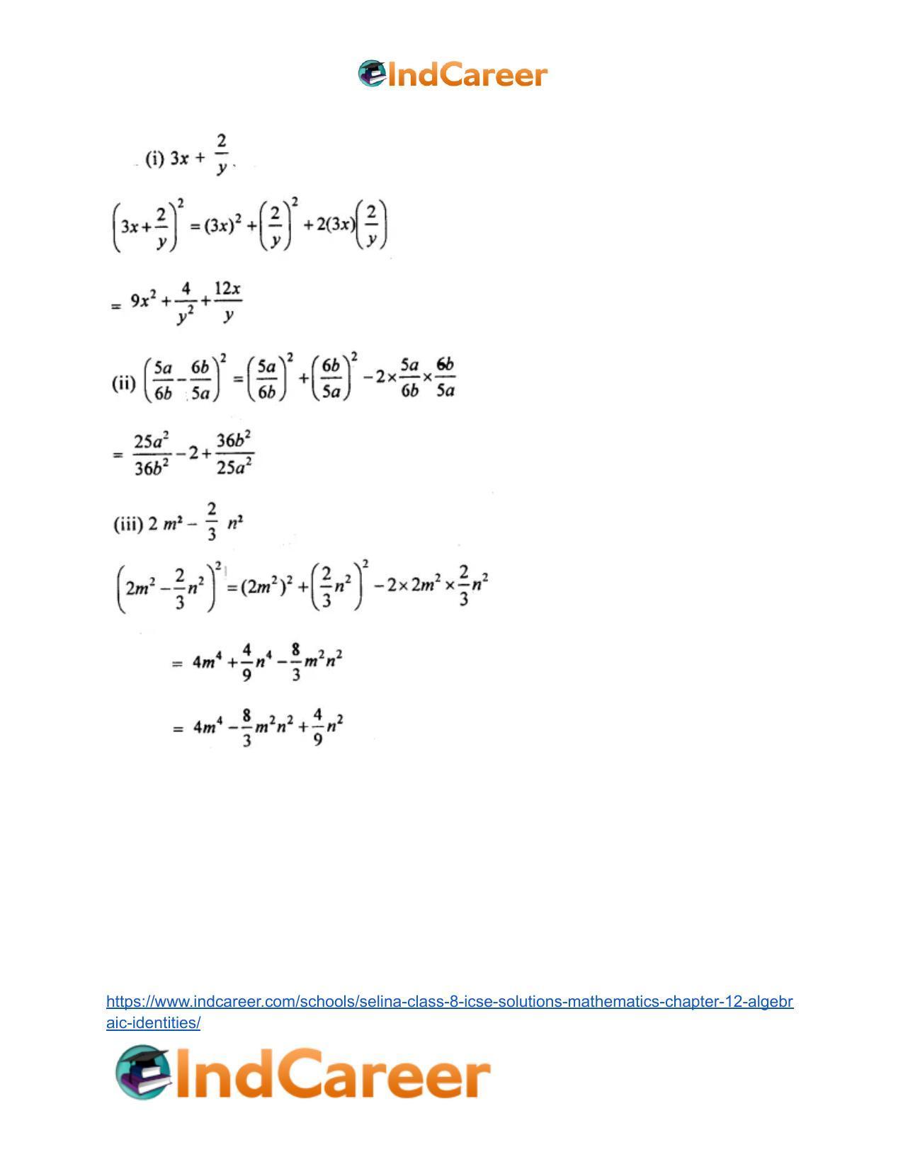 Selina Class 8 ICSE Solutions Mathematics : Chapter 12- Algebraic Identities - Page 46